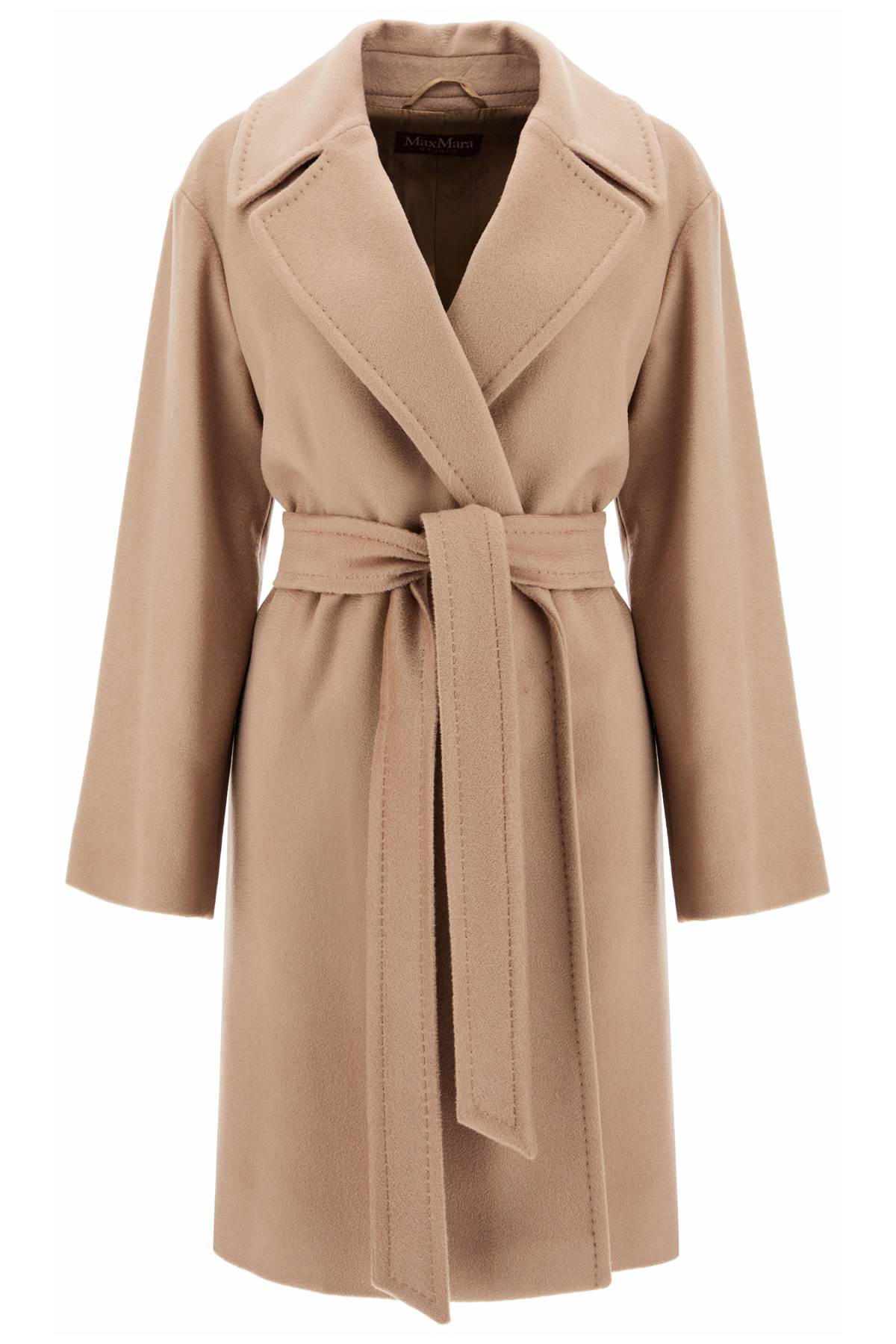 MAX MARA STUDIO MAX MARA STUDIO mid-length wool wrap coat with robe-style