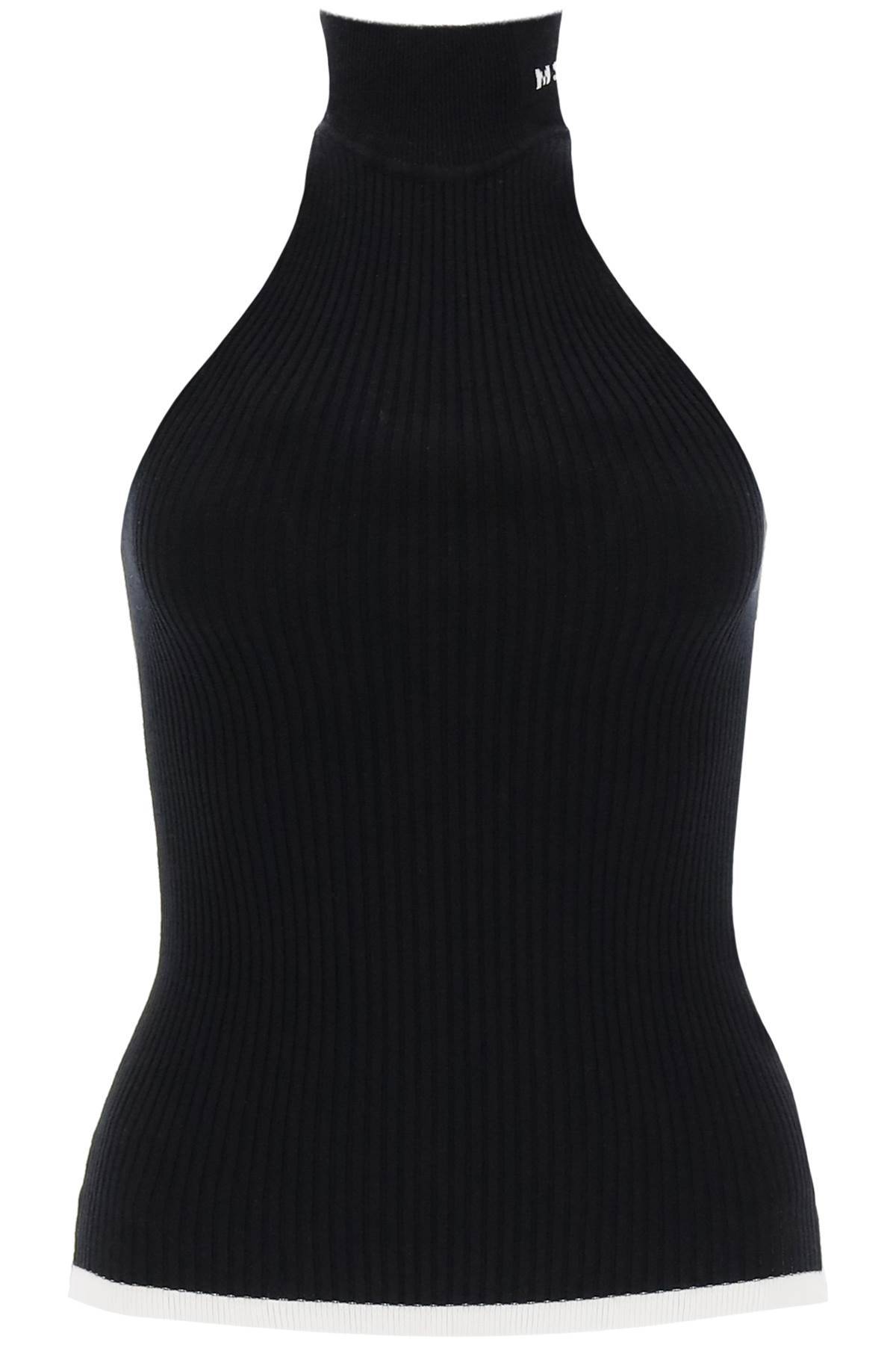Msgm MSGM ribbed tank top with halterneck