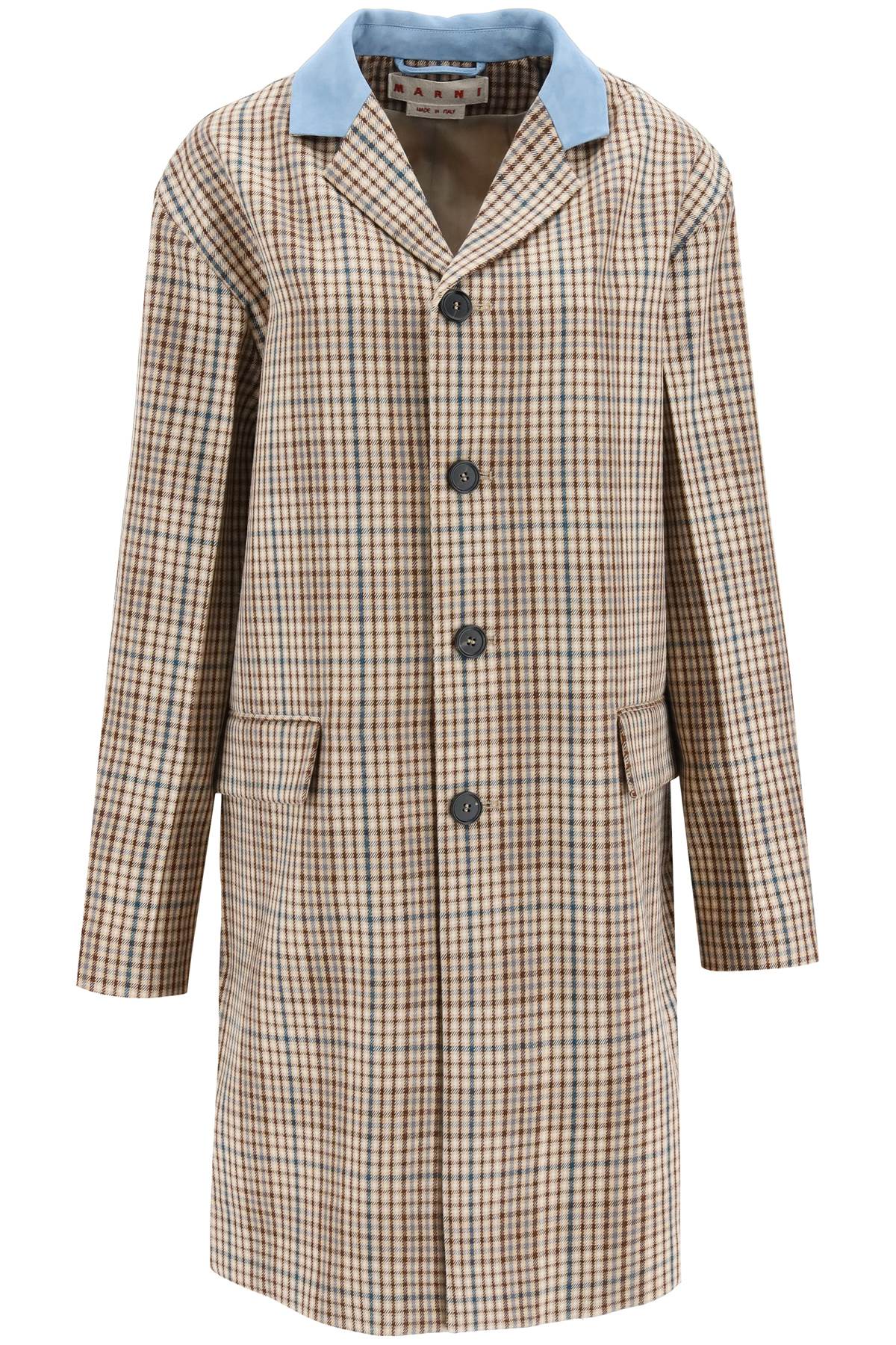 Marni MARNI suede collar checked coat