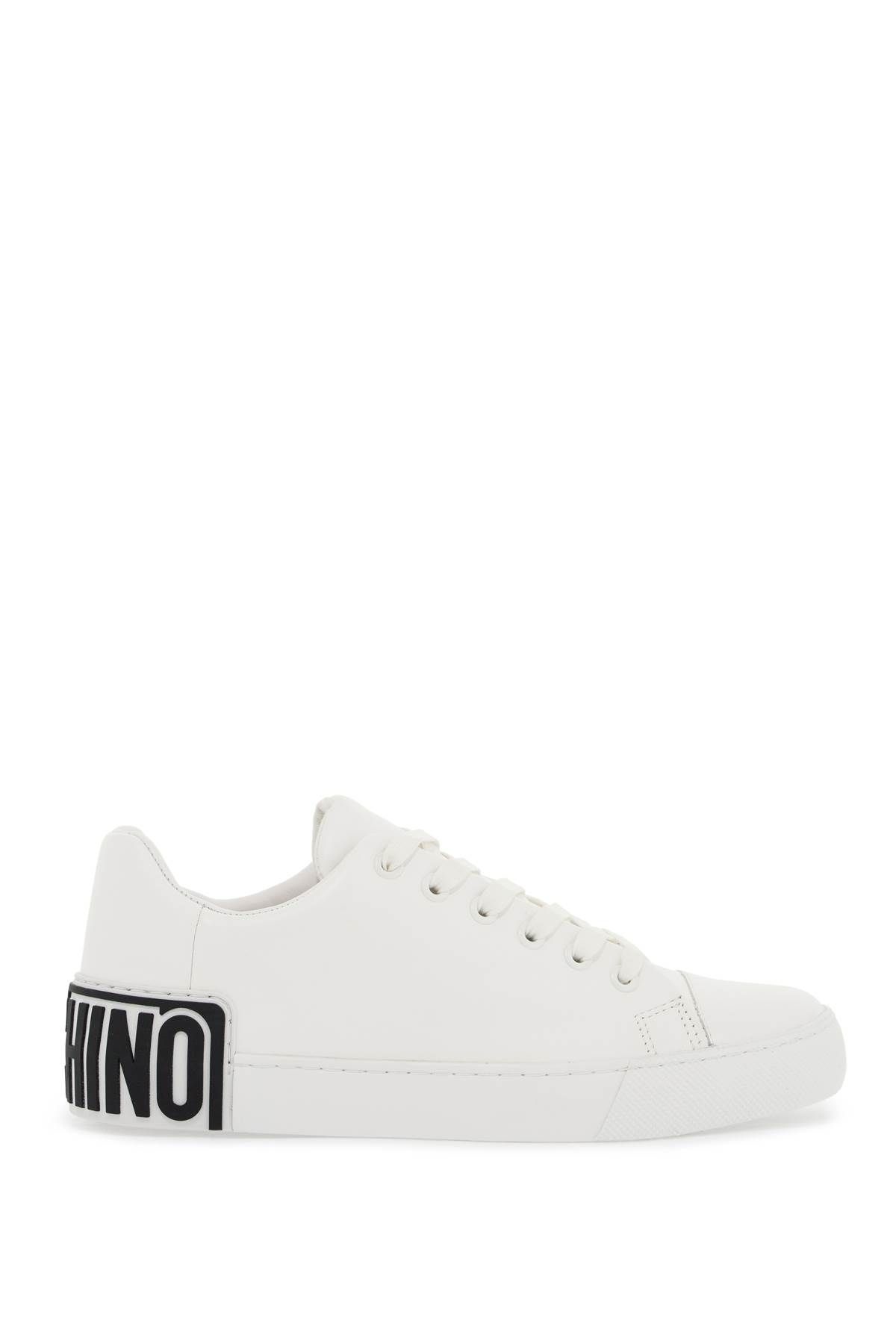 Moschino MOSCHINO leather sneakers with rubber logo detail.