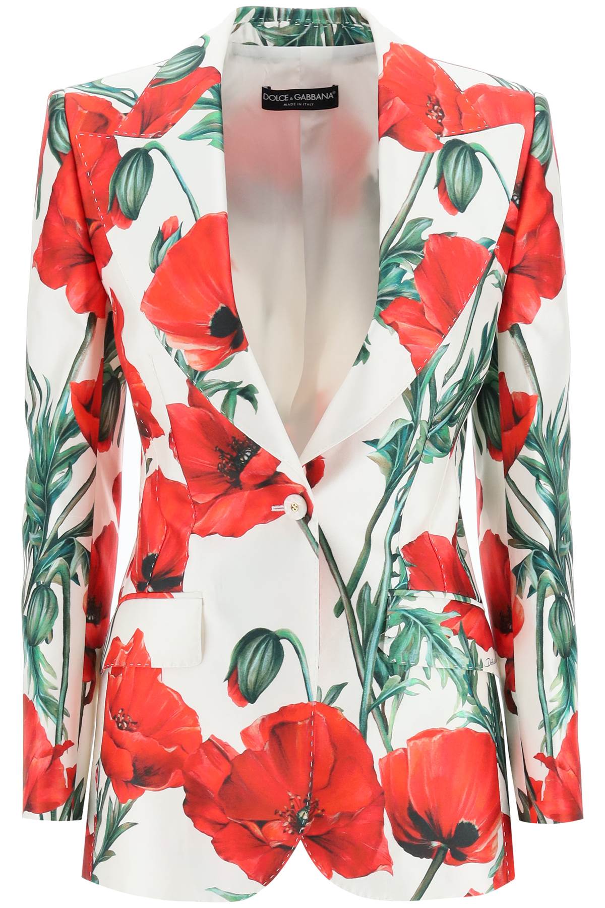 Dolce & Gabbana DOLCE & GABBANA poppy print shantung turlington jacket