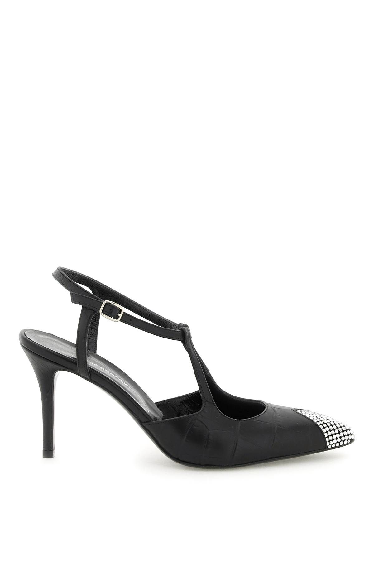 Alessandra Rich ALESSANDRA RICH leather slingback pumps with crystal point