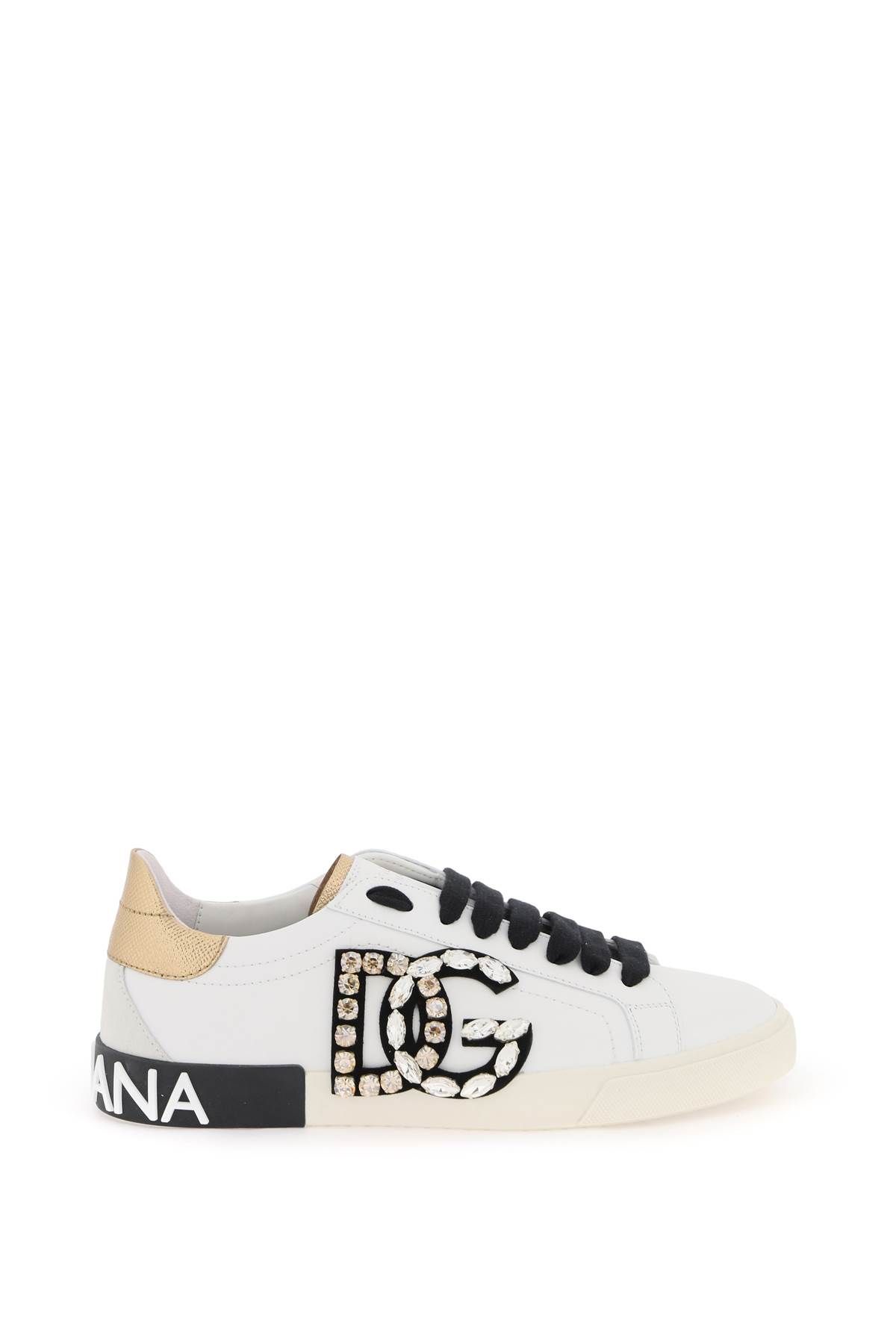 Dolce & Gabbana DOLCE & GABBANA portofino vintage leather sneakers with rhinestone dg