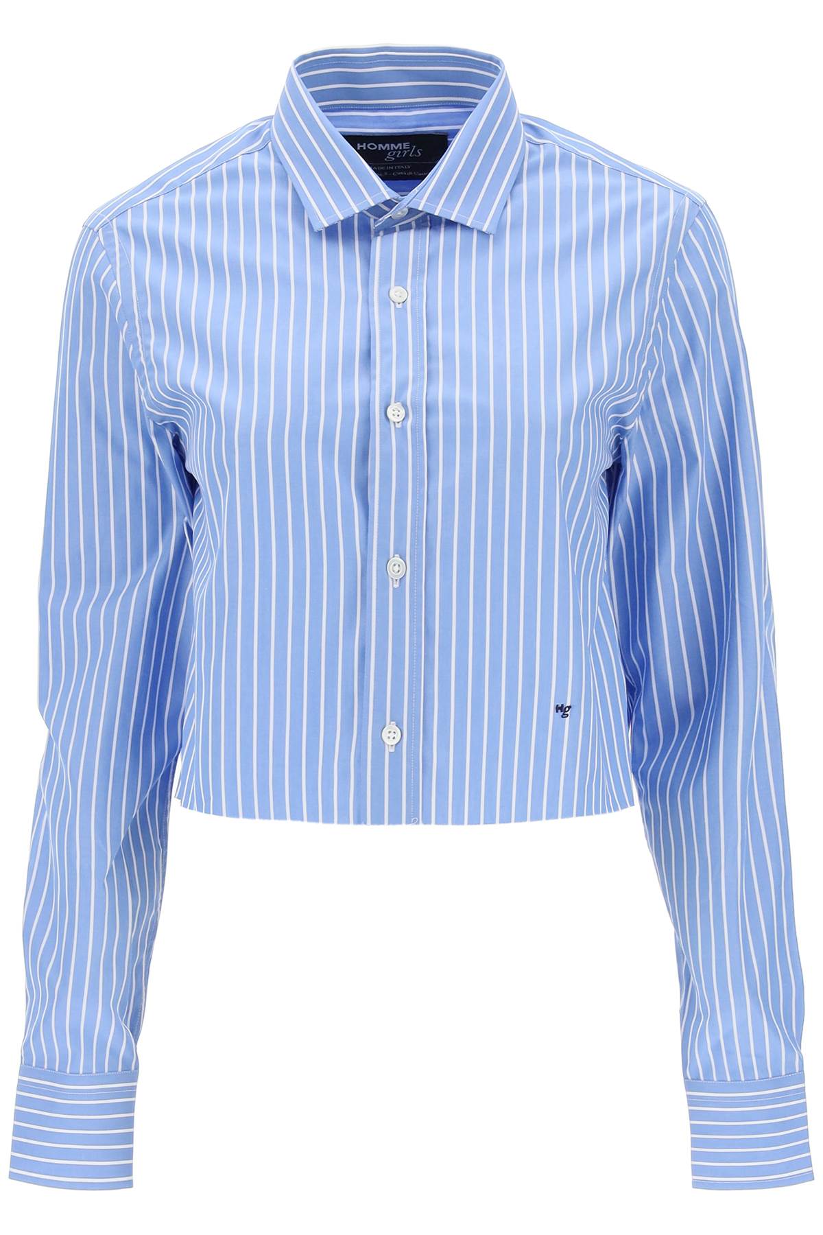  HOMME GIRLS cropped striped poplin shirt