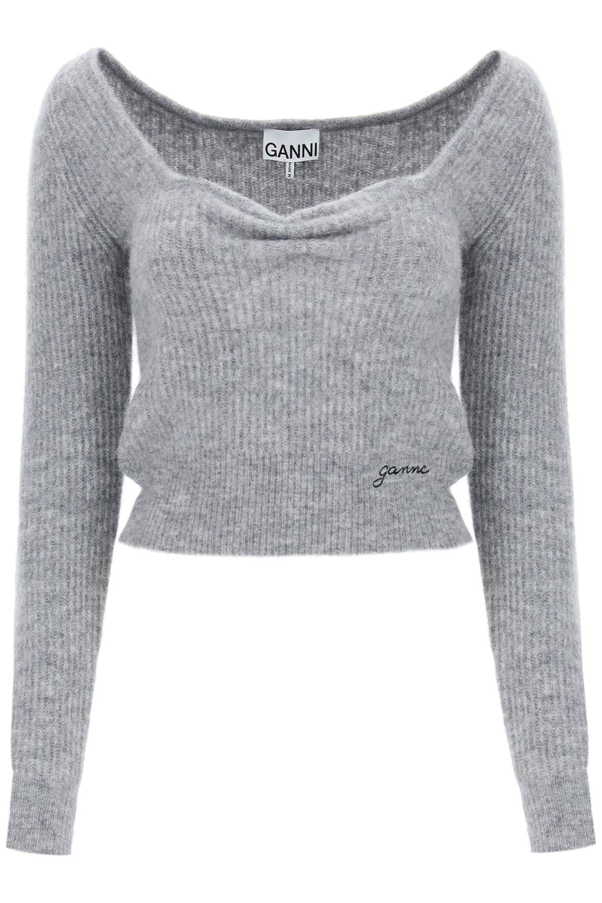 Ganni GANNI sweater with sweetheart neckline