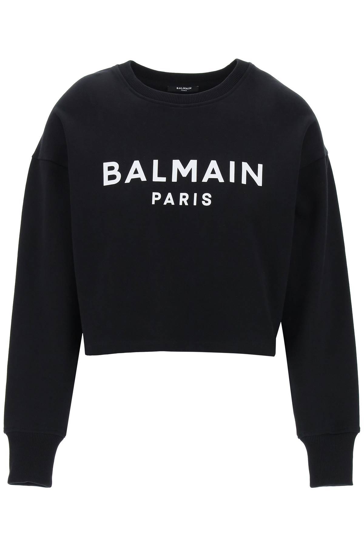 Balmain BALMAIN cropped sweatshirt with flocked logo