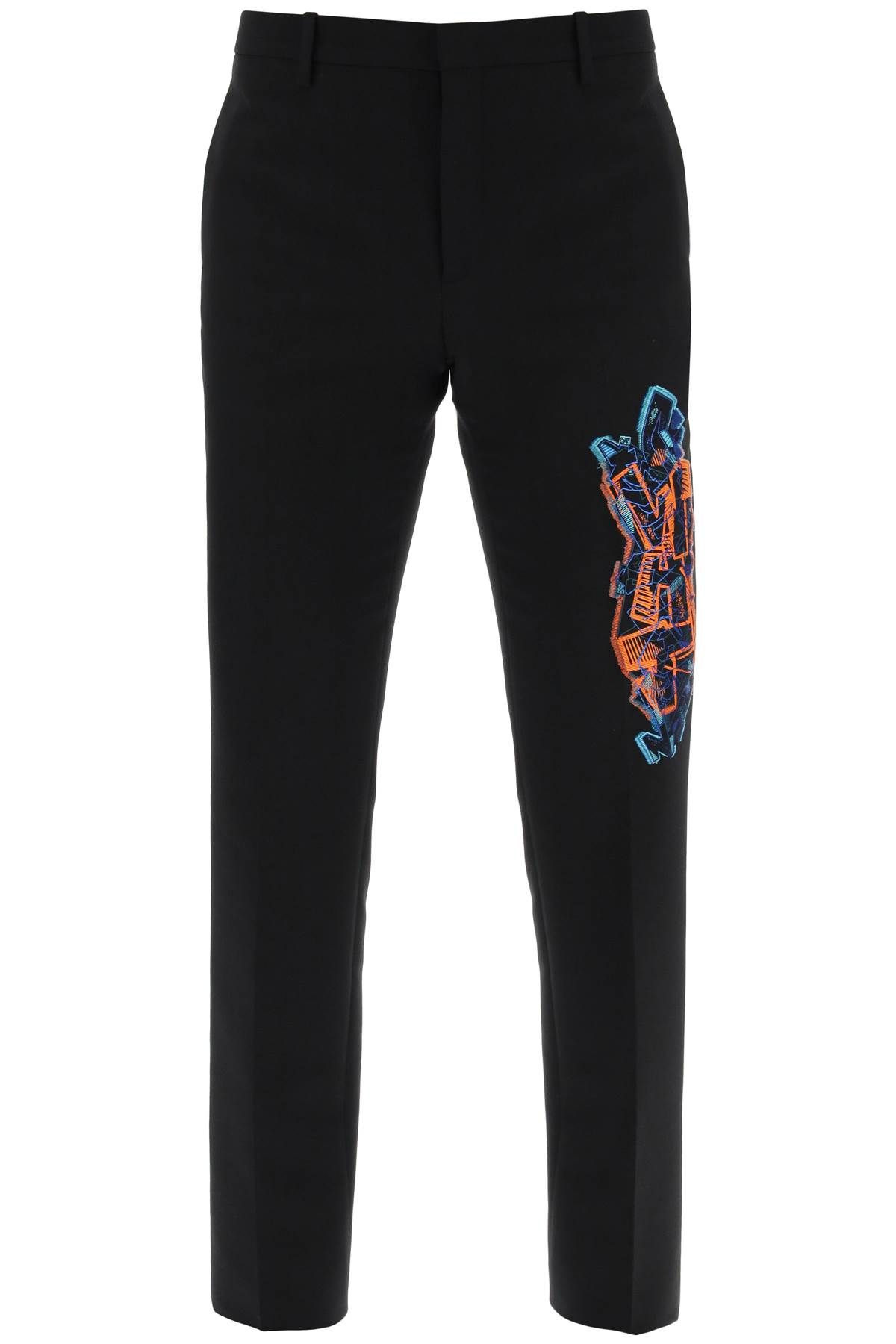 OFF-WHITE OFF-WHITE slim pants with graffiti patch