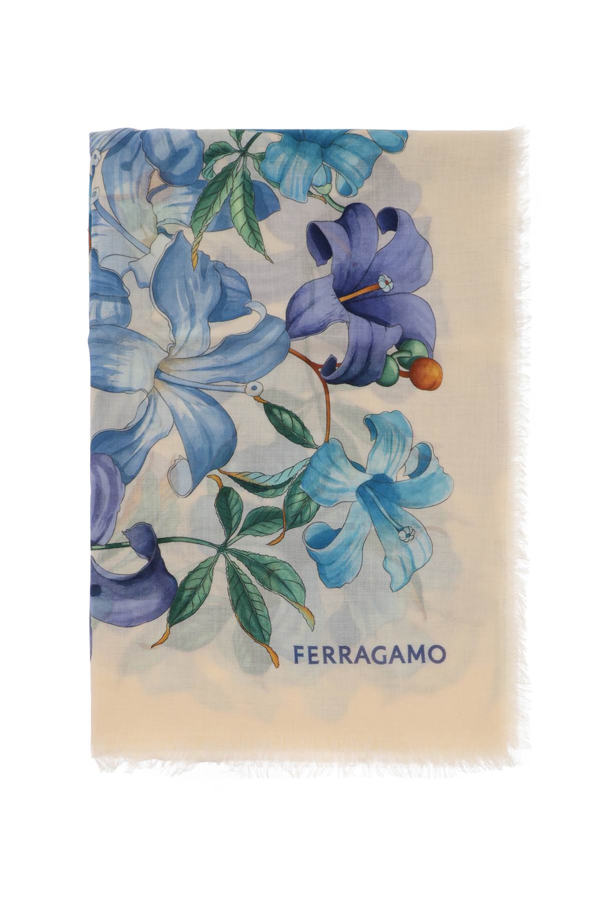 Ferragamo FERRAGAMO cashmere stole with hibiscus print