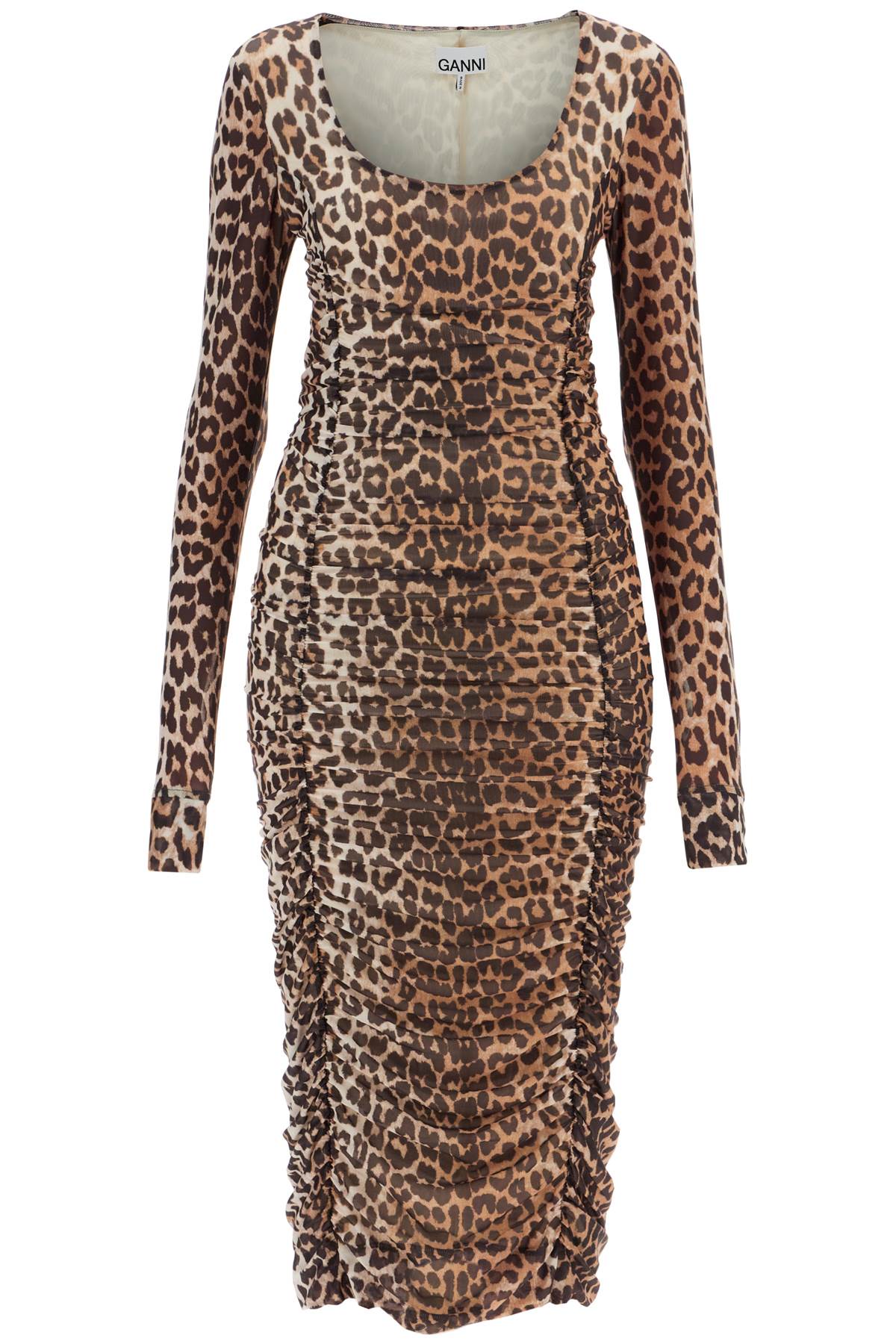 Ganni GANNI 'animal print midi dress in mesh