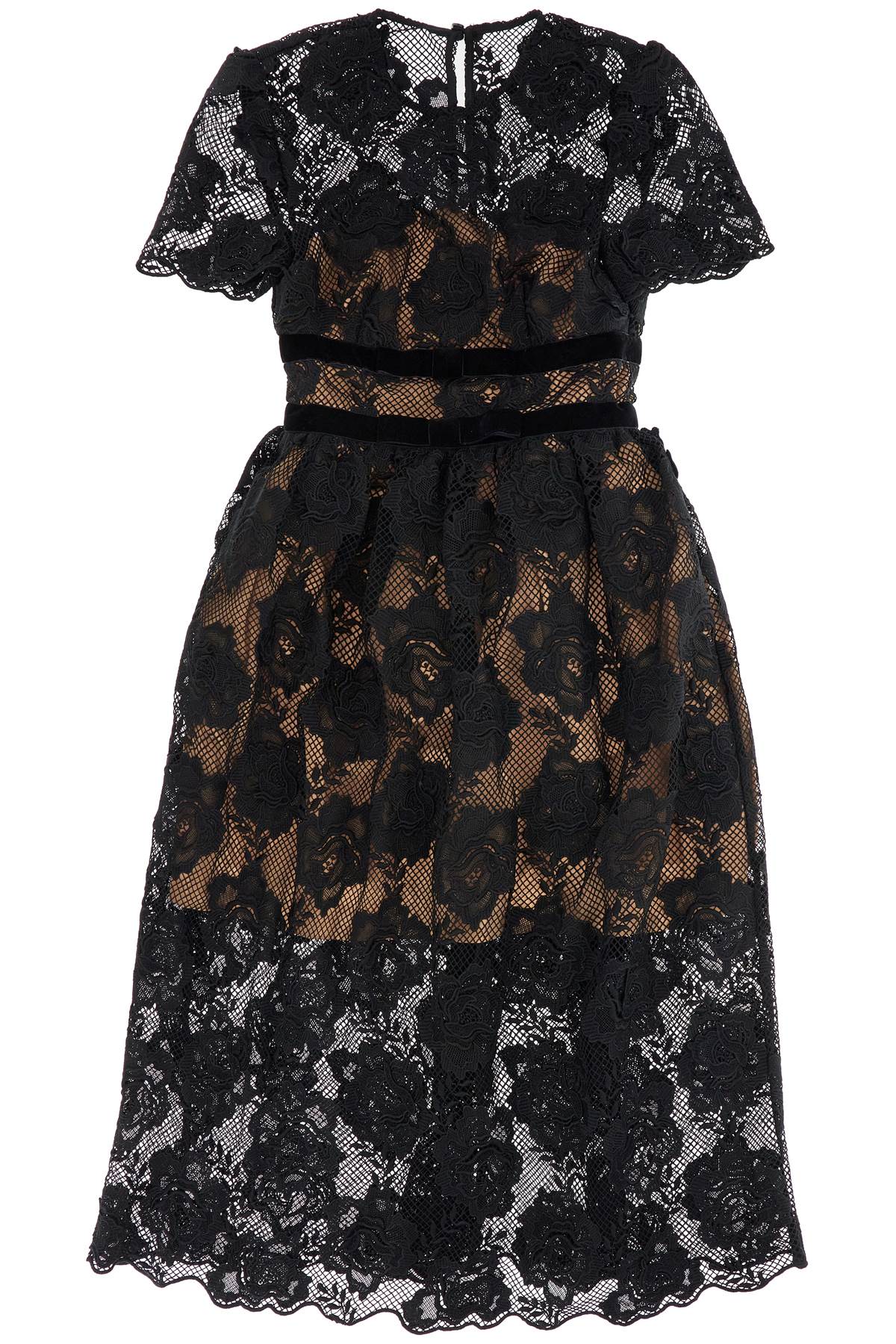  SELF PORTRAIT midi lace dress with bows