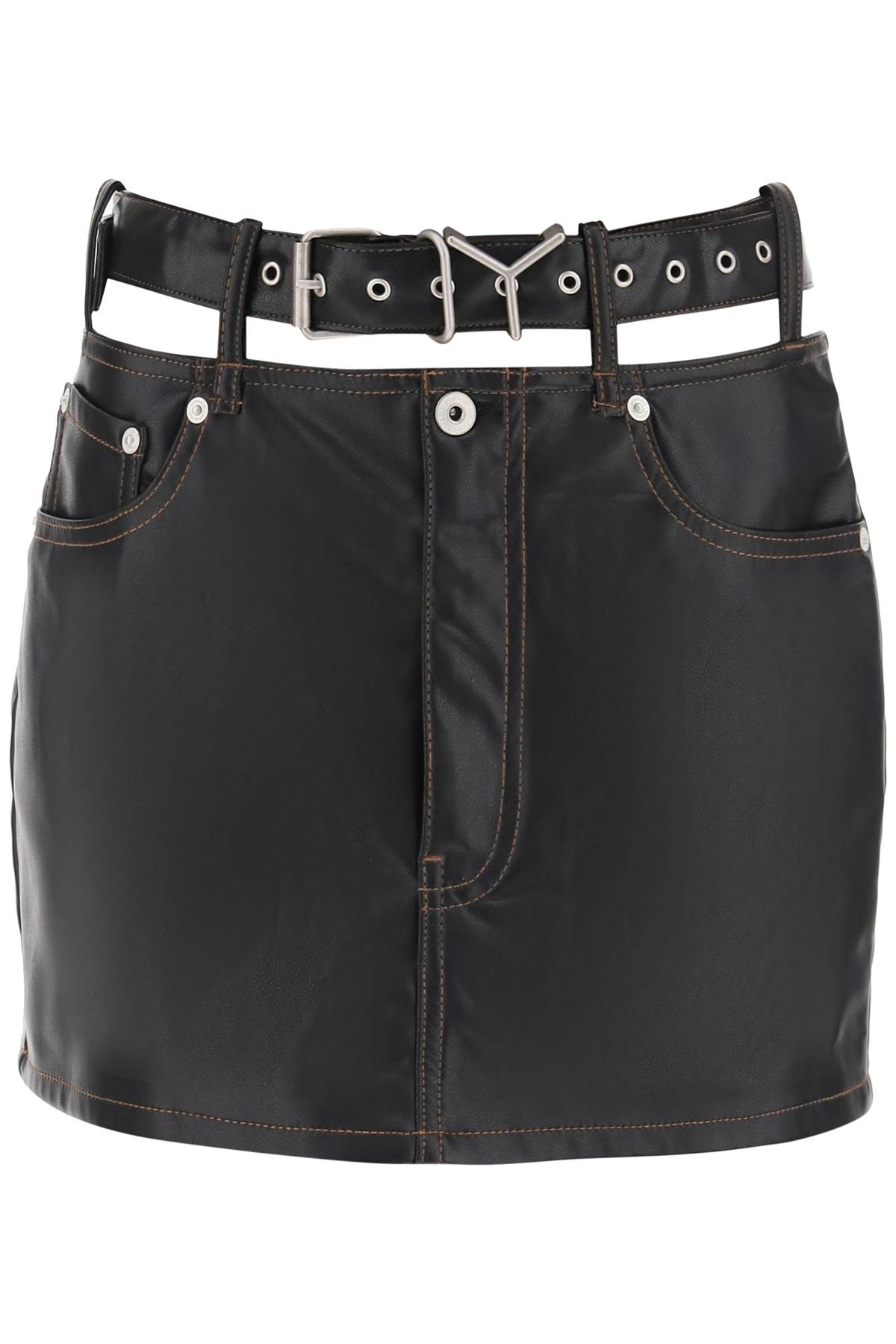  Y PROJECT y belt faux leather mini skirt