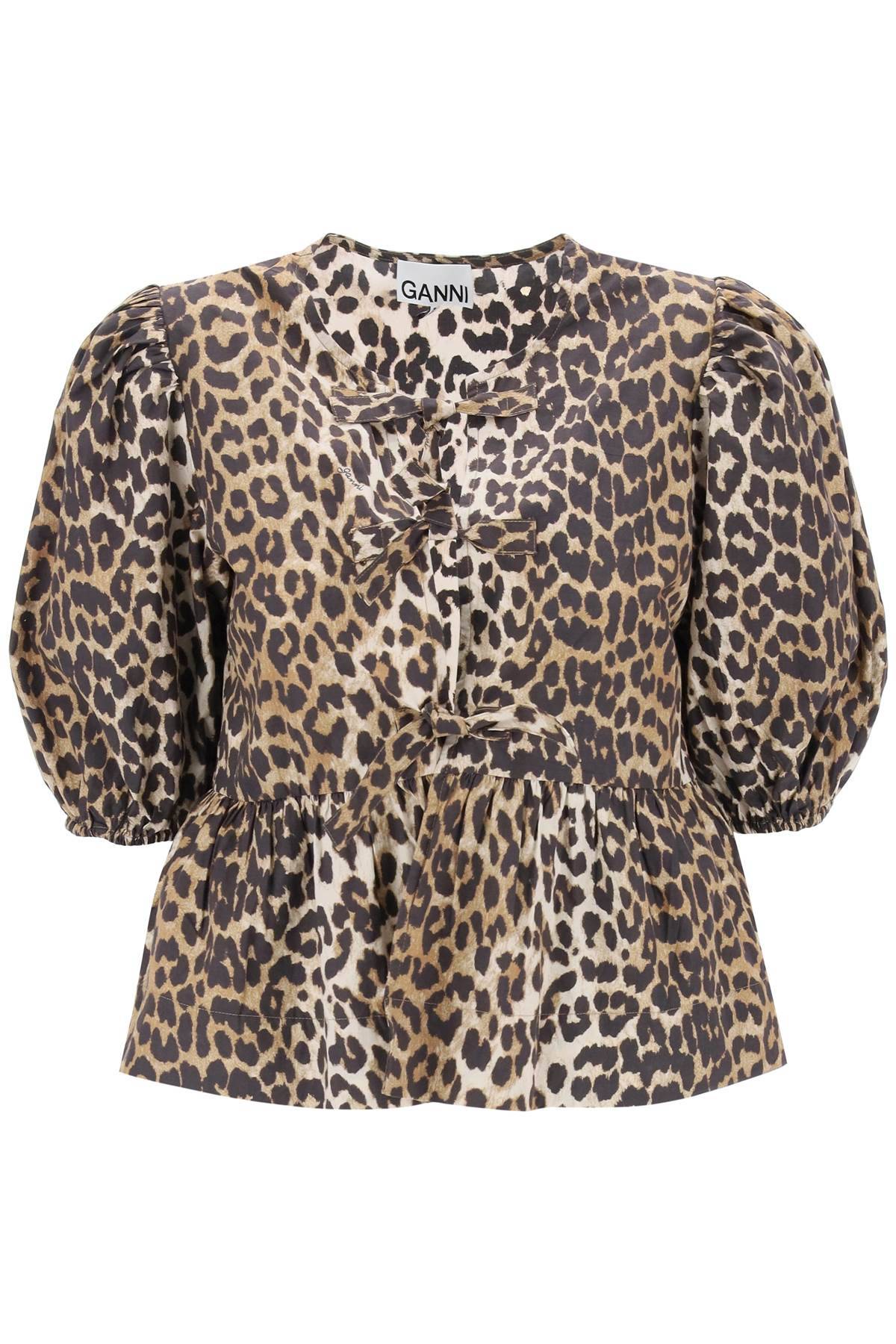 Ganni GANNI leopard print peplum blouse