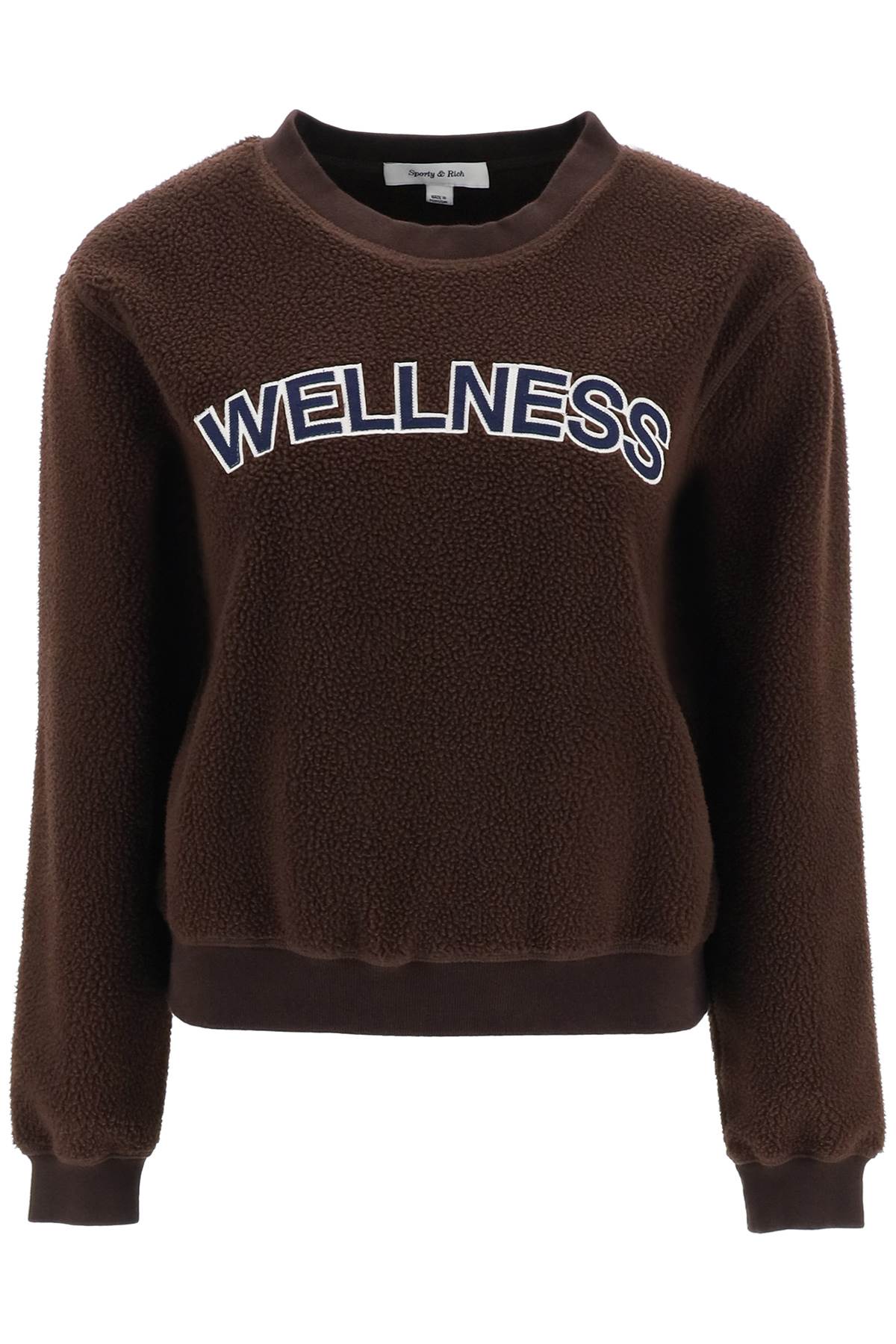  SPORTY RICH sherpa fleece crew-neck sweatshirt