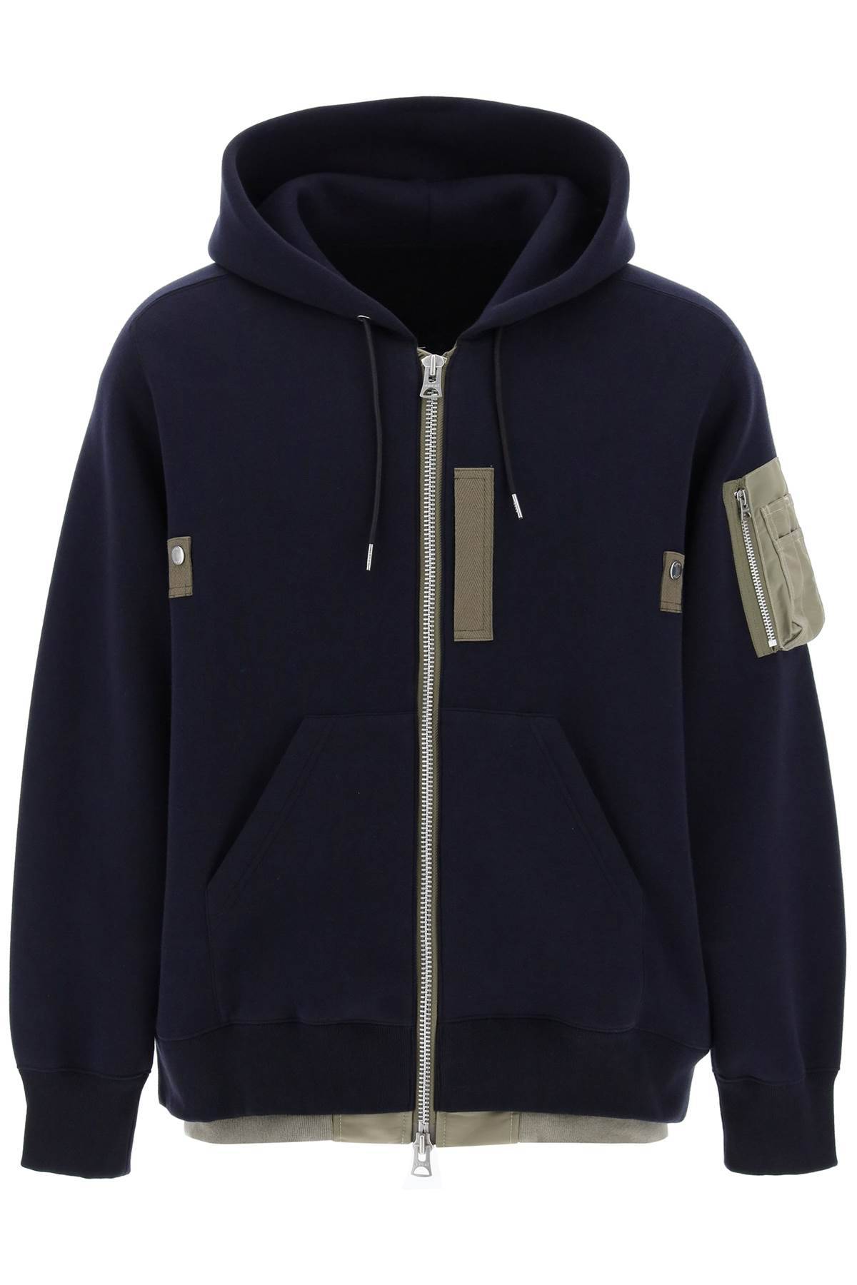 Sacai SACAI full zip hoodie with contrast trims