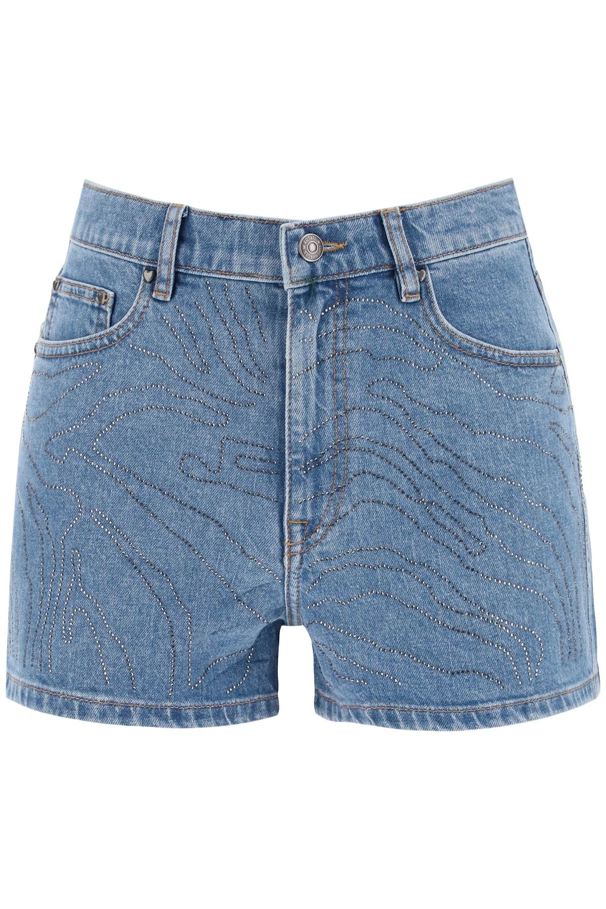 Rotate ROTATE denim shorts with rhinestone