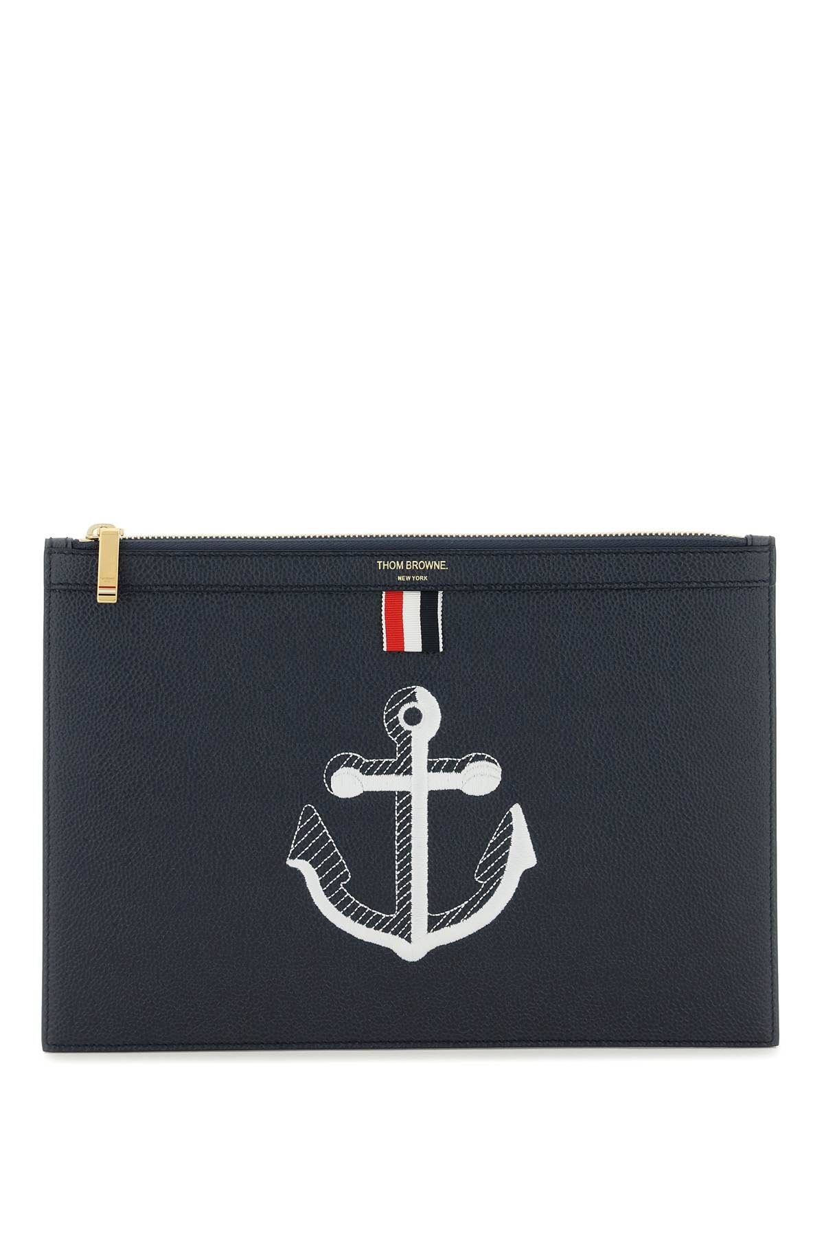 Thom Browne THOM BROWNE grained leather pouch