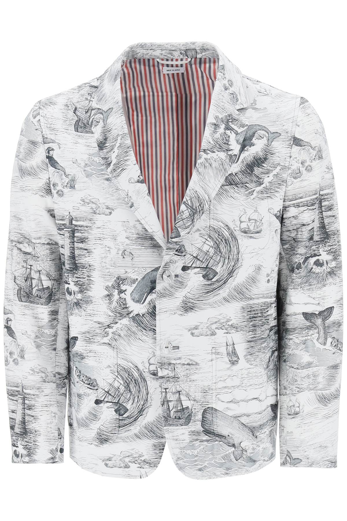 Thom Browne THOM BROWNE deconstructed single-breasted jacket with nautical toile motif