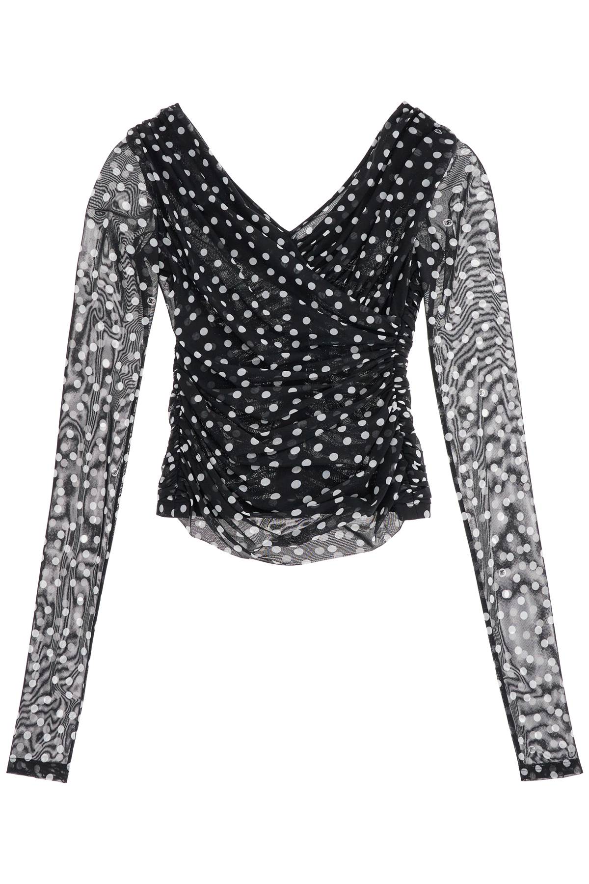 Dolce & Gabbana DOLCE & GABBANA polka dot draped top with