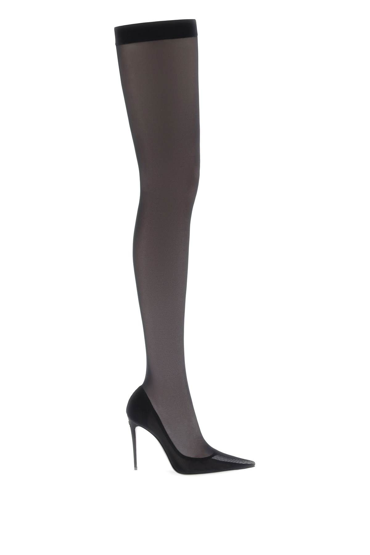 Dolce & Gabbana DOLCE & GABBANA stretch tulle thigh-high boots