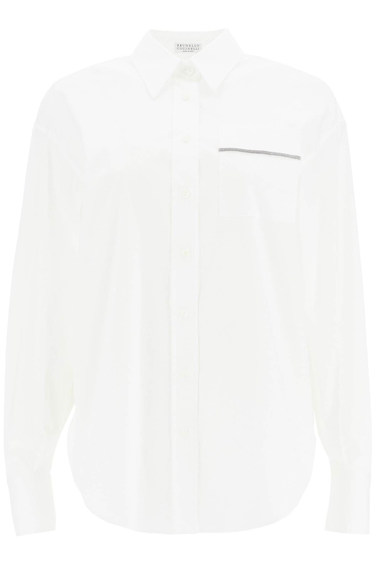 Brunello Cucinelli BRUNELLO CUCINELLI "stretch poplin shirt with shiny pocket detail