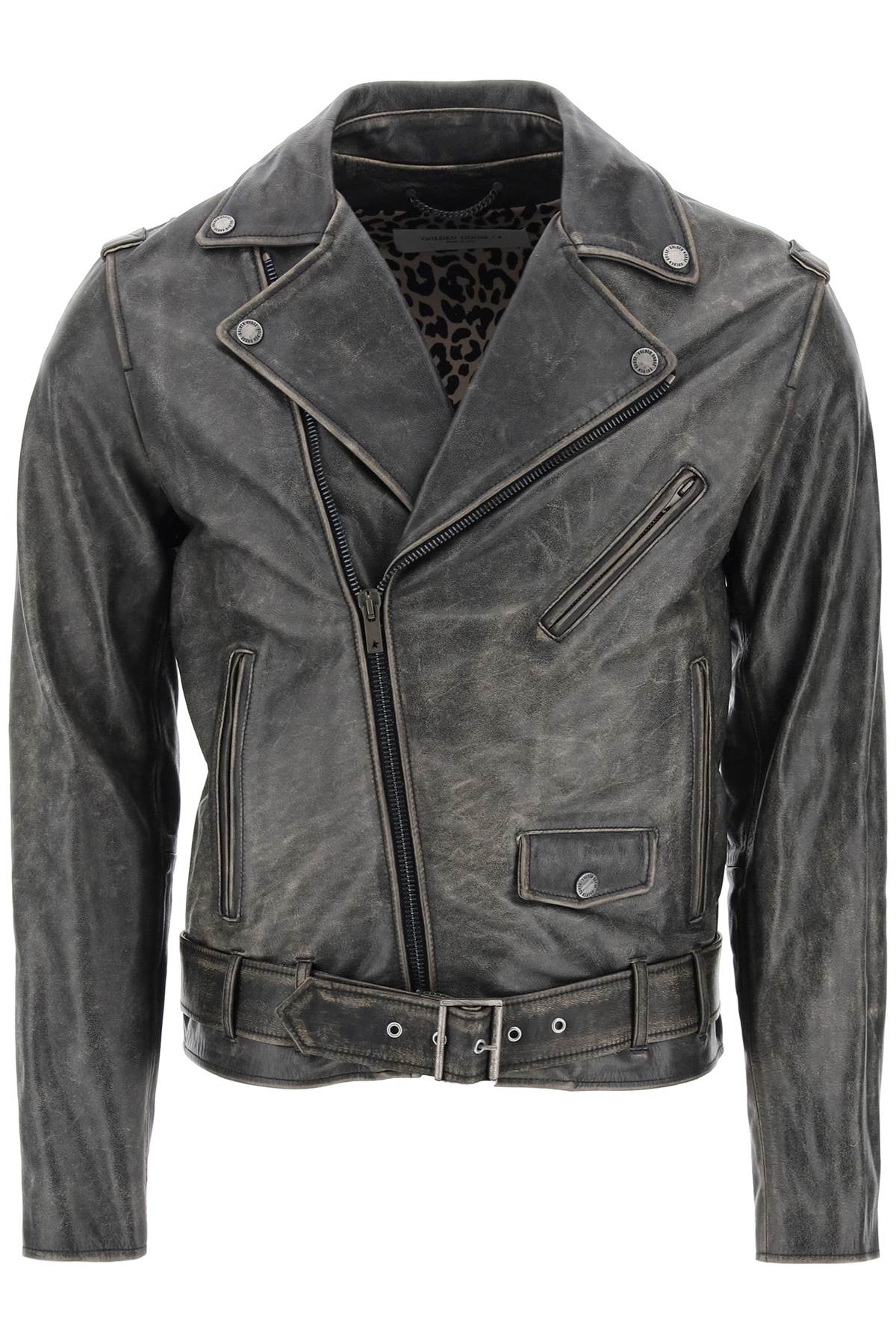 Golden Goose GOLDEN GOOSE vintage-effect leather biker jacket