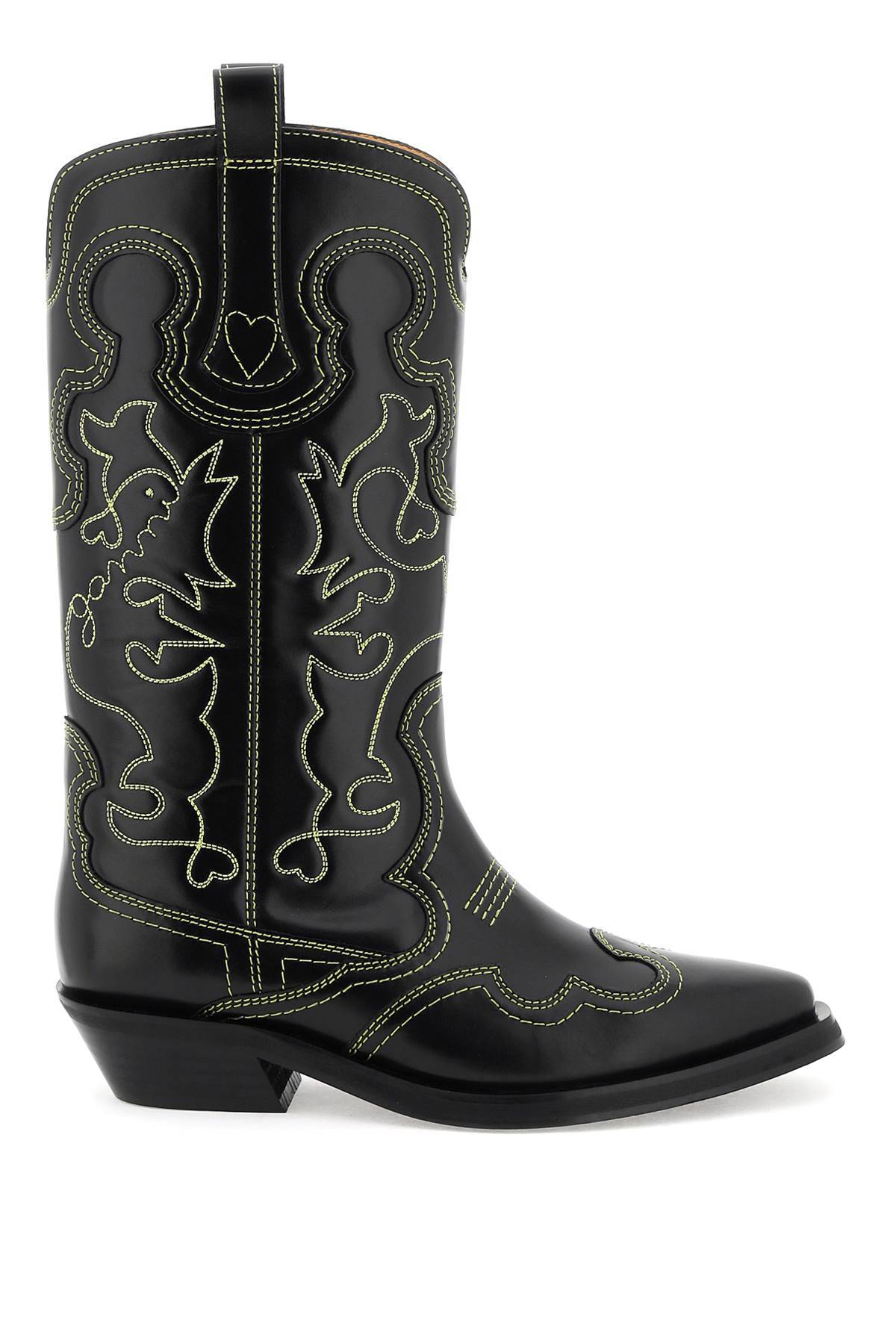 Ganni GANNI embroidered western boots