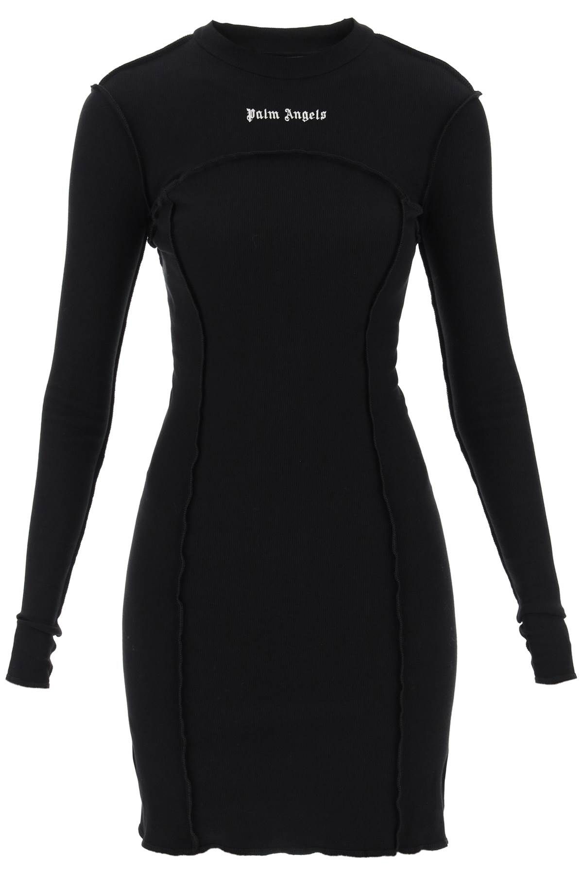 PALM ANGELS PALM ANGELS long-sleeved mini dress in ribbed jersey