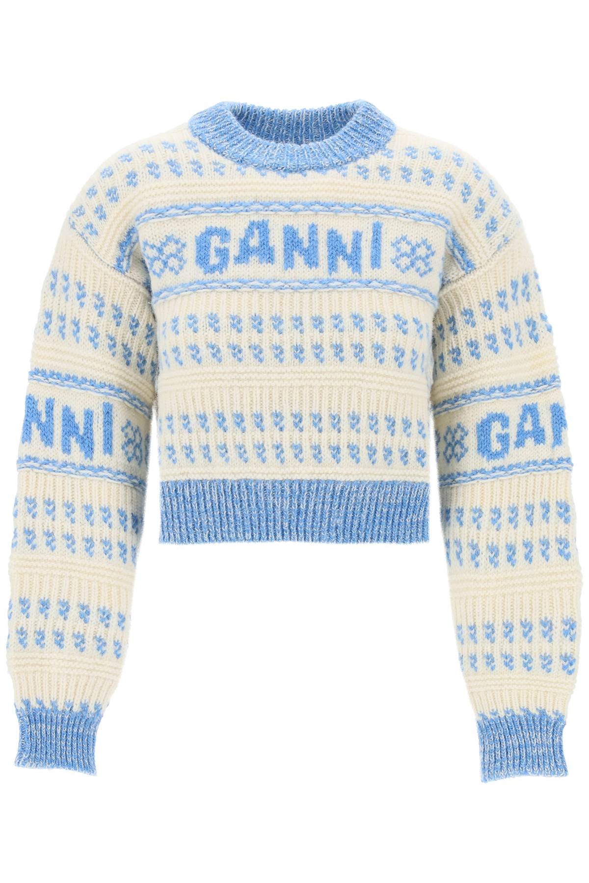 Ganni GANNI cropped wool jacquard pul