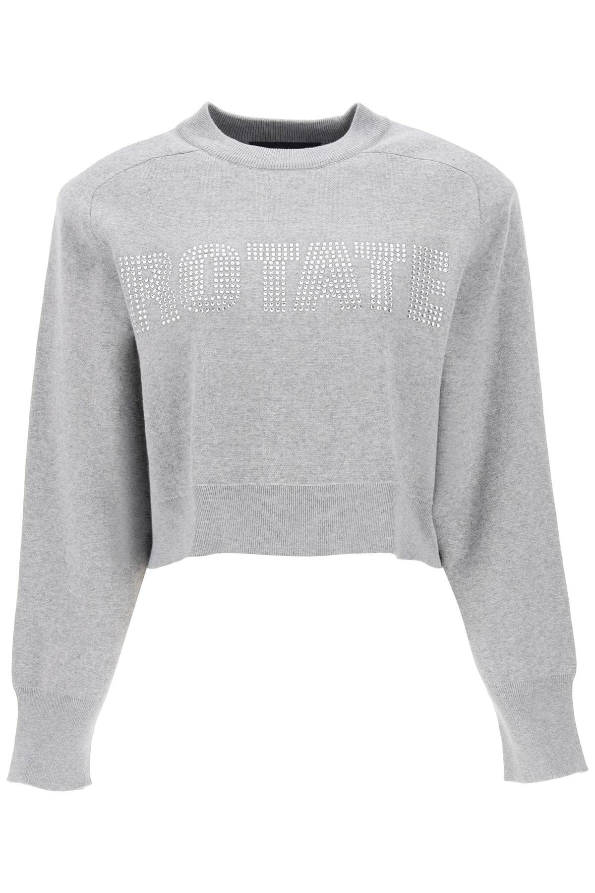 Rotate ROTATE cropped sweater with rhinestone-studded logo