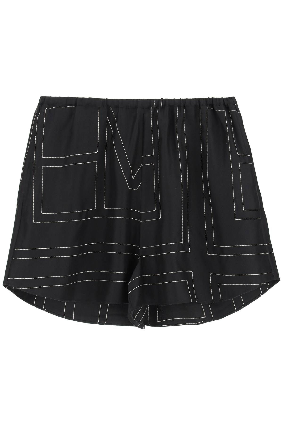 Toteme TOTEME monogram-embroidered pajama shorts