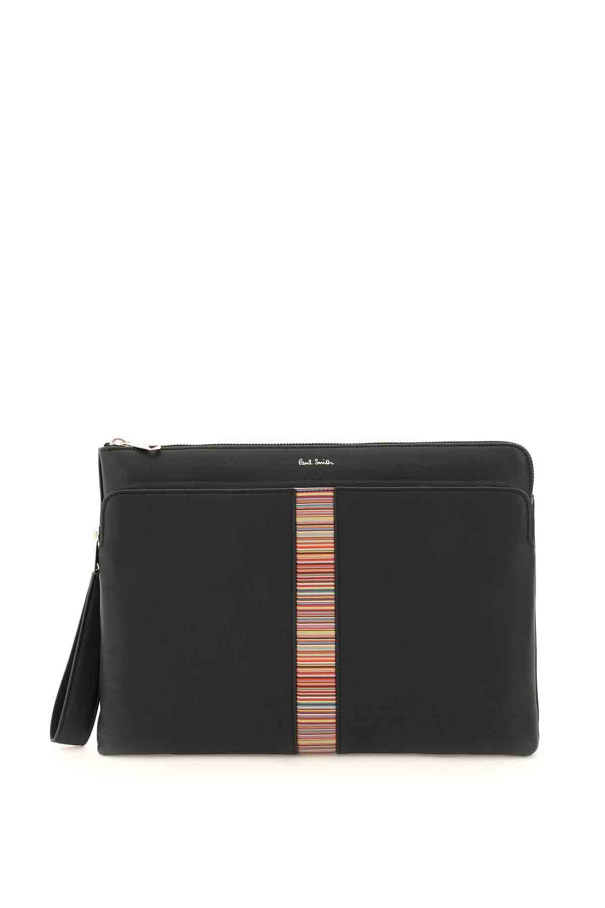 Paul Smith PAUL SMITH signture stripe leather pouch