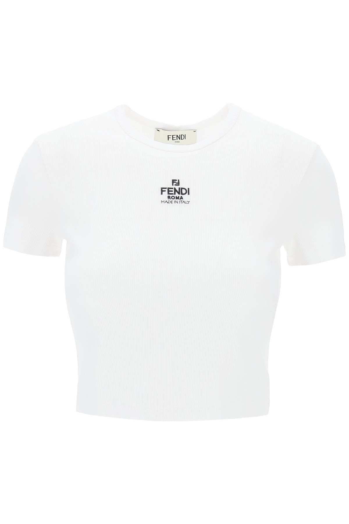 FENDI FENDI cropped t-shirt with logo embroidery