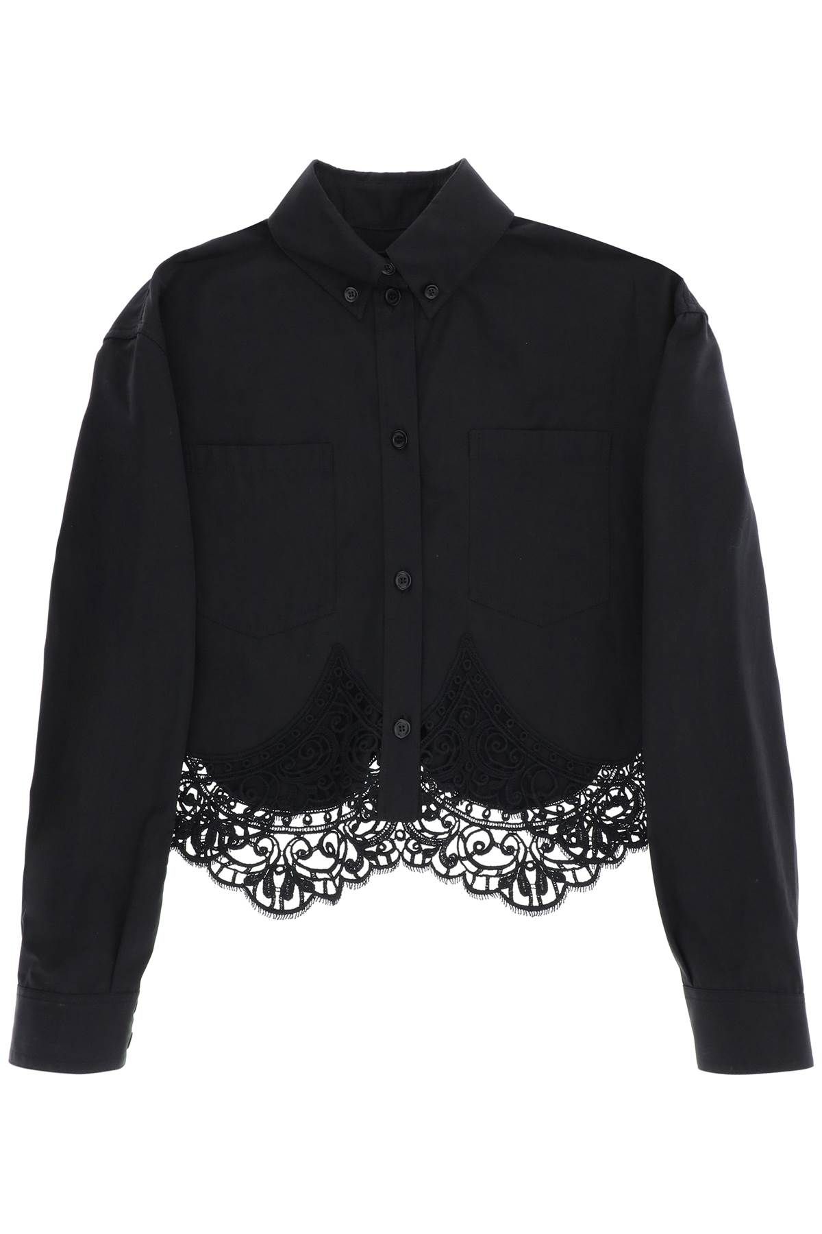 Burberry BURBERRY cropped shirt with macrame lace insert