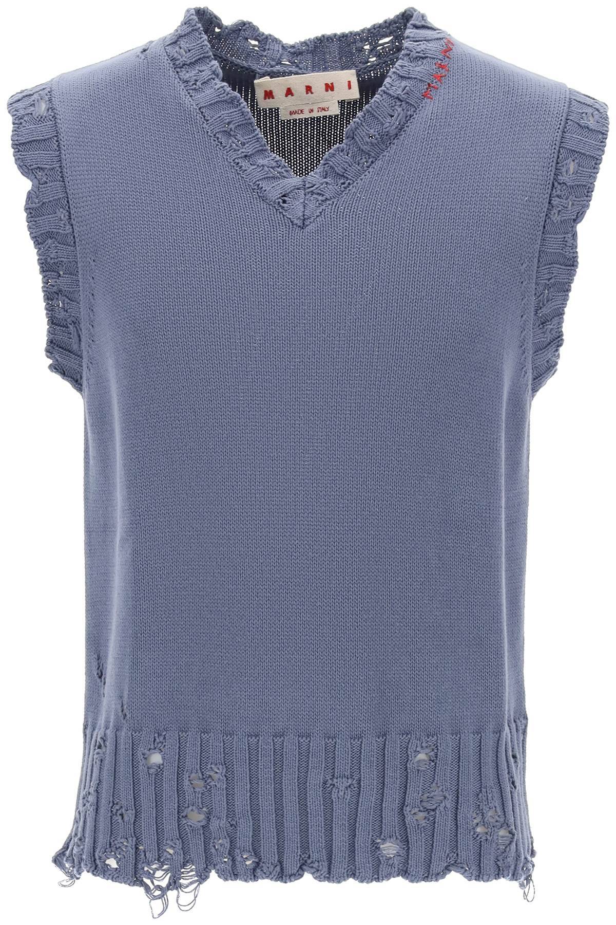 Marni MARNI destroyed-effect vest in cotton