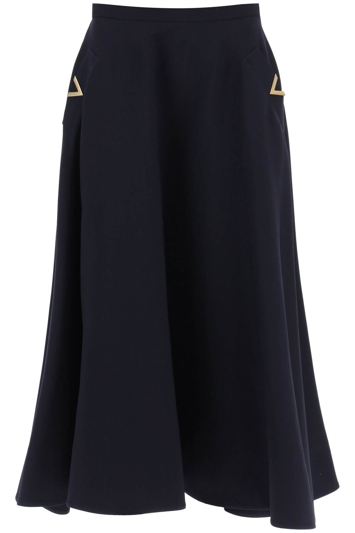 VALENTINO GARAVANI VALENTINO GARAVANI midi skirt in crepe couture with v gold detailing