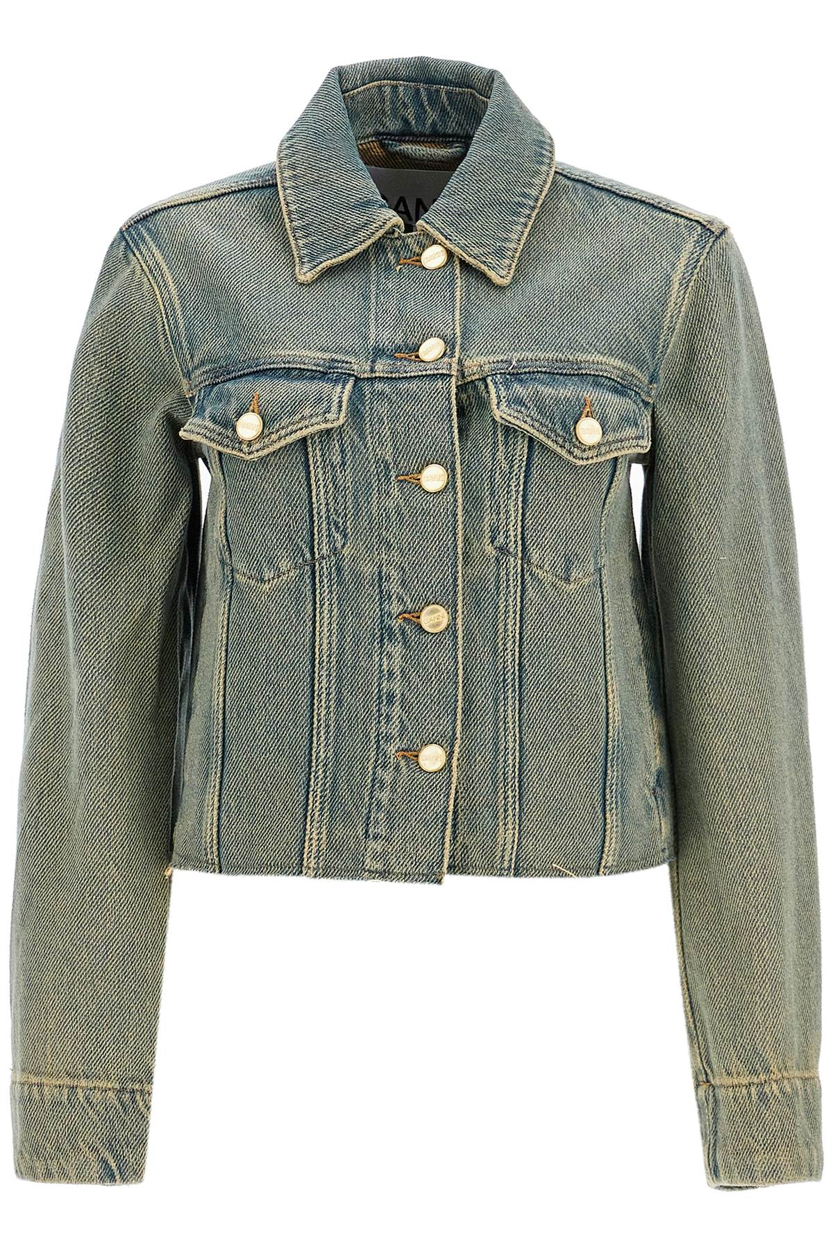 Ganni GANNI short overdyed denim jacket