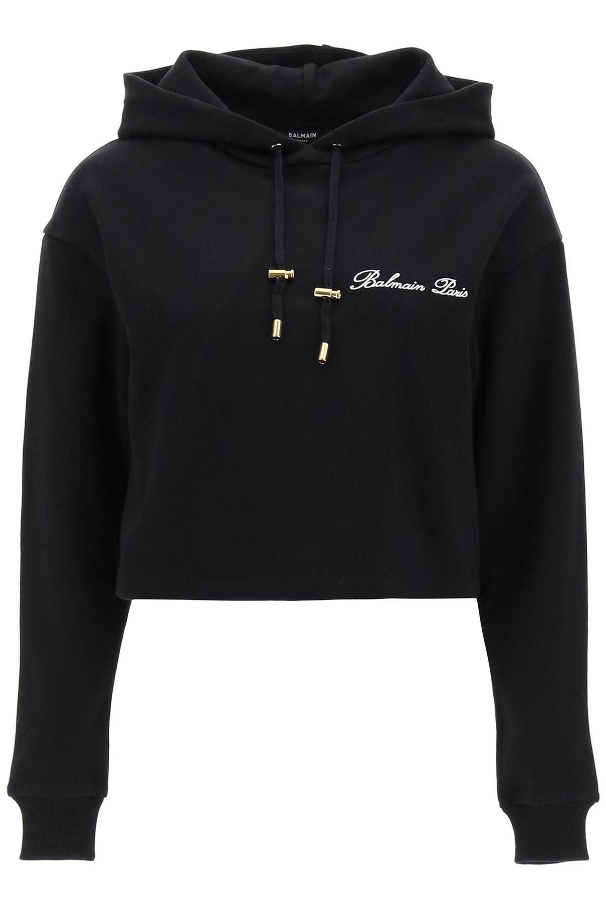 Balmain BALMAIN cropped hoodie with logo embroidery