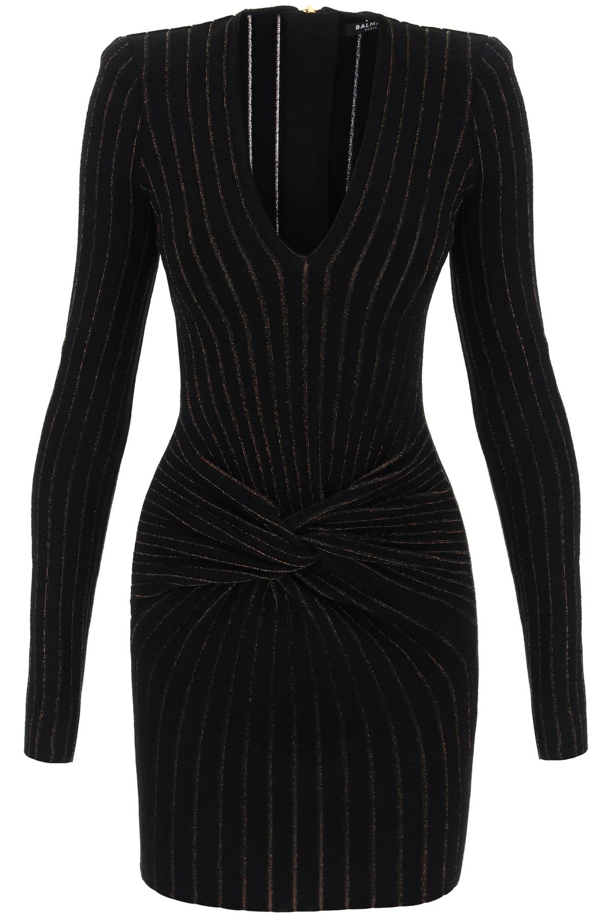 Balmain BALMAIN knitted mini dress with lurex stripes