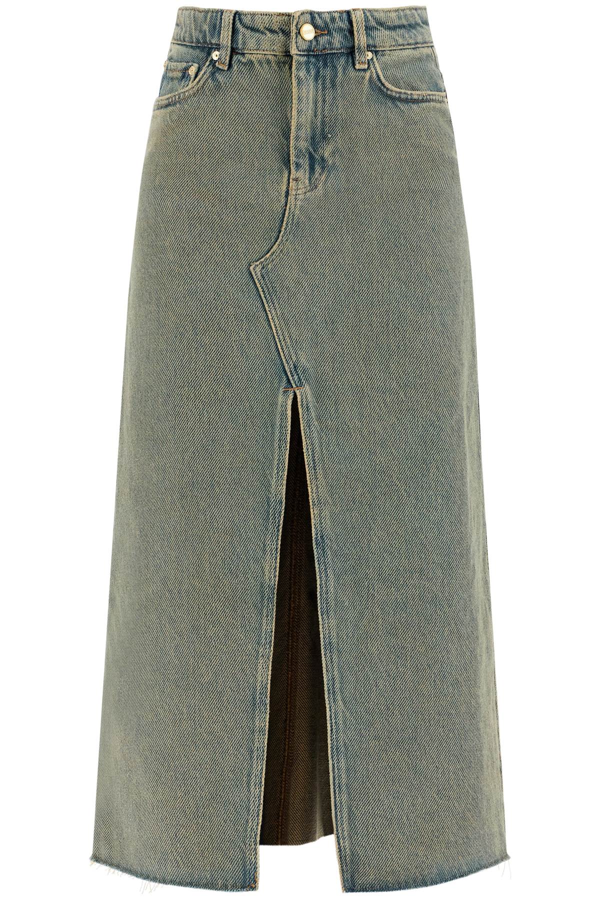 Ganni GANNI long overdyed denim maxi skirt