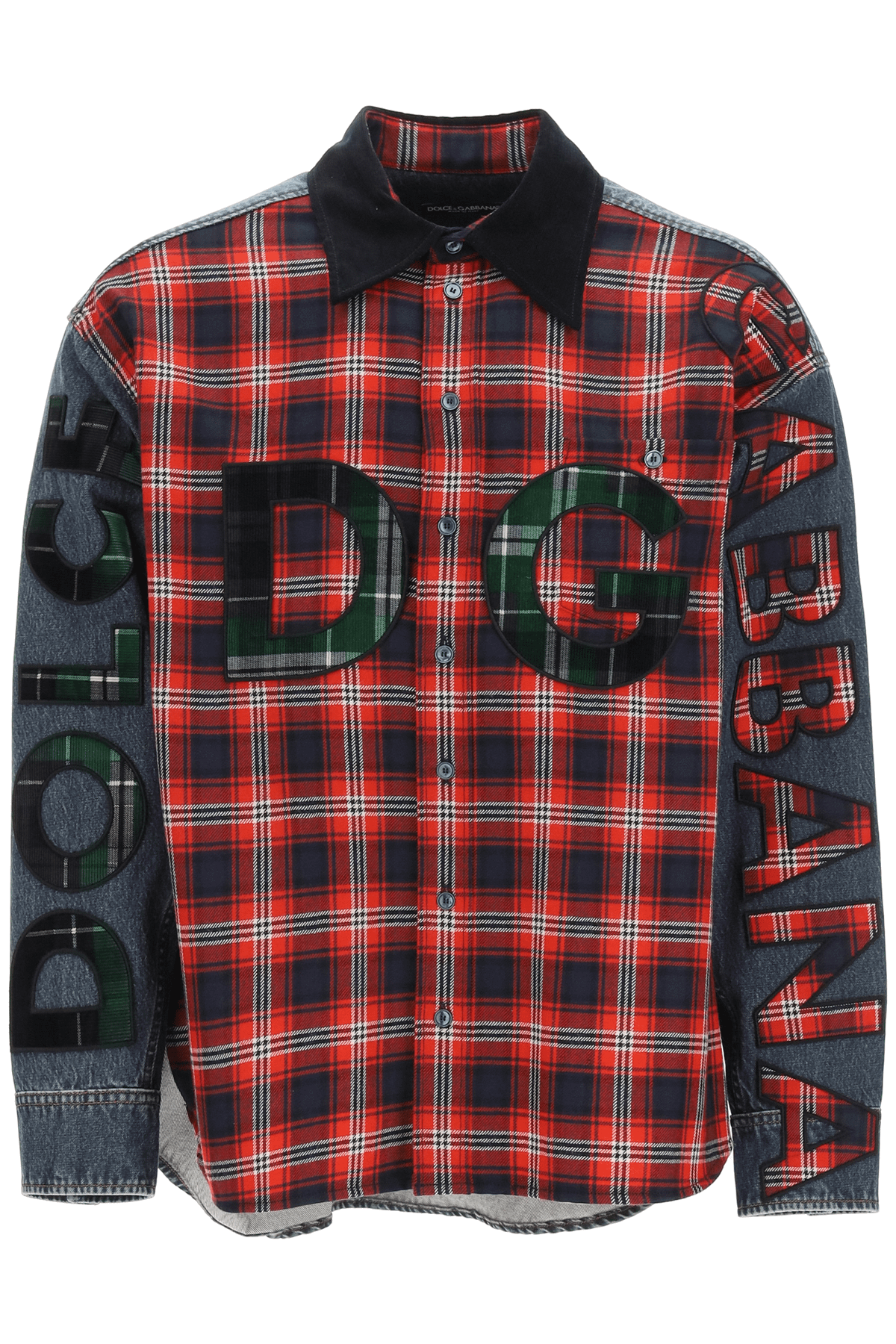 Dolce & Gabbana DOLCE & GABBANA oversized denim and flannel shirt with logo