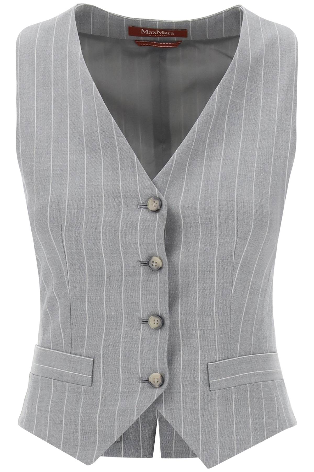 MAX MARA STUDIO MAX MARA STUDIO abavo pinstriped waistcoat in light wool