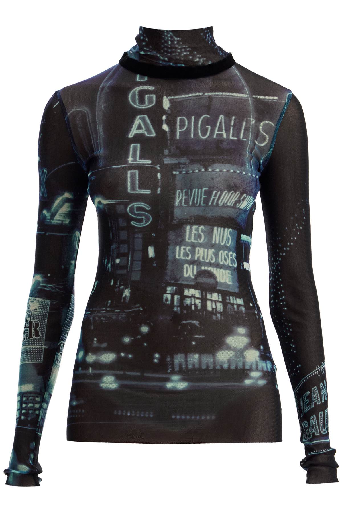 Jean Paul Gaultier JEAN PAUL GAULTIER "pigalle print tulle top with