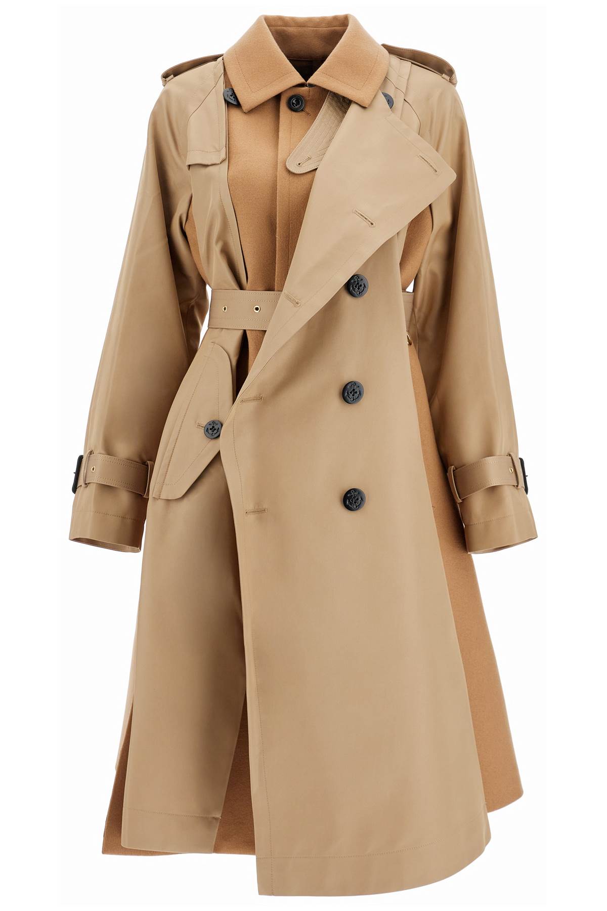 Sacai SACAI hybrid coat in gabardine and