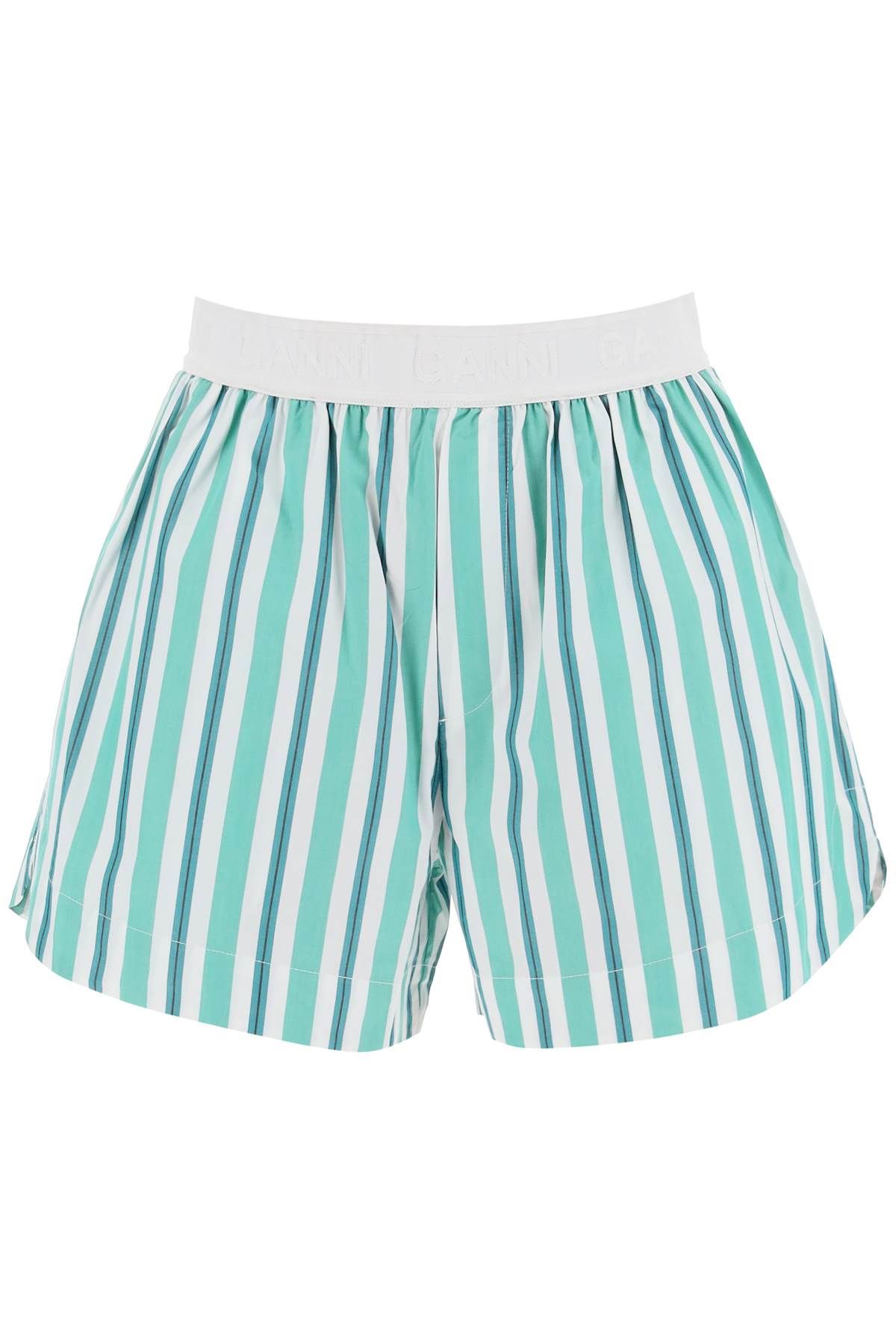 Ganni GANNI striped shorts with elastic waistband