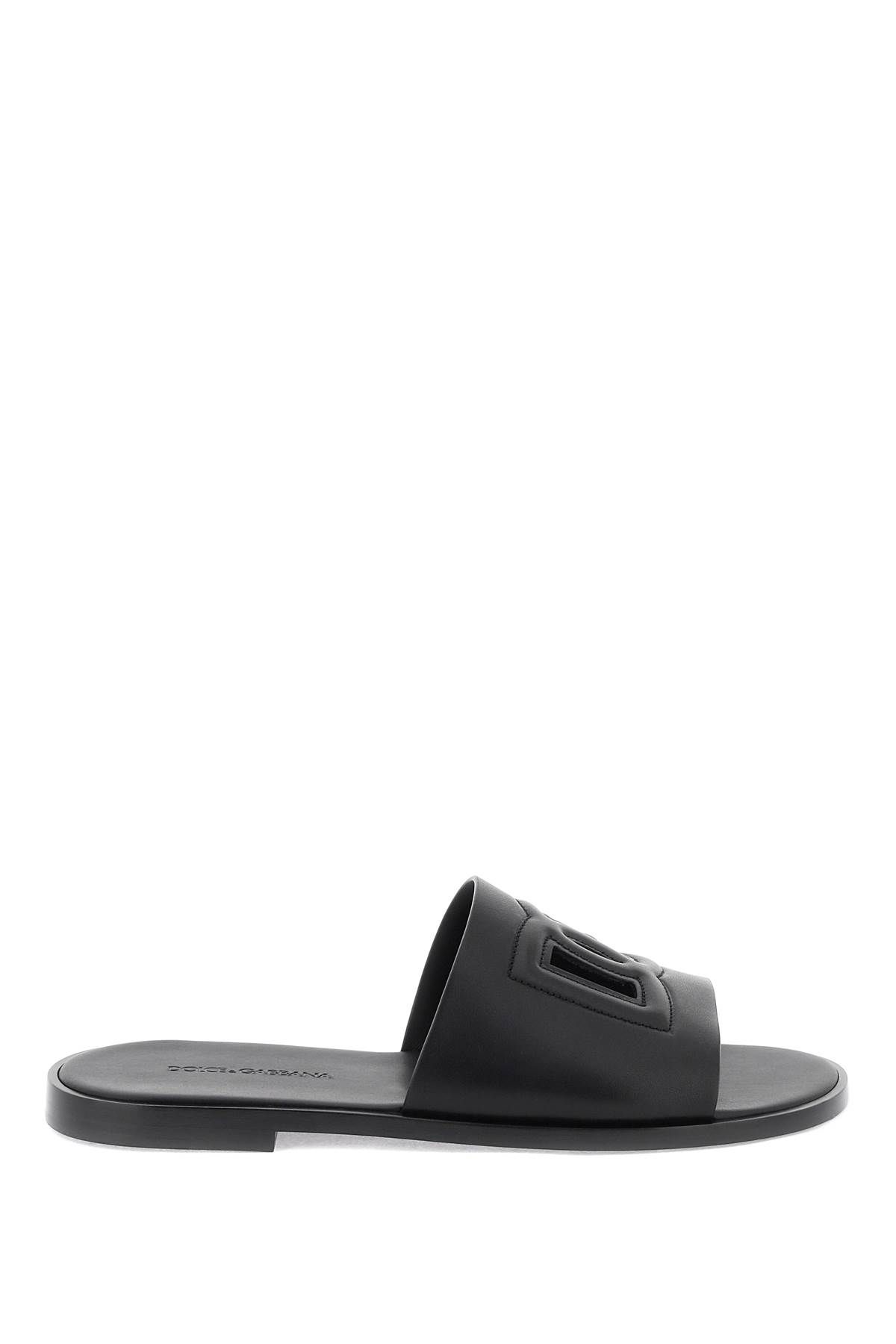 Dolce & Gabbana DOLCE & GABBANA leather slides with dg cut-out