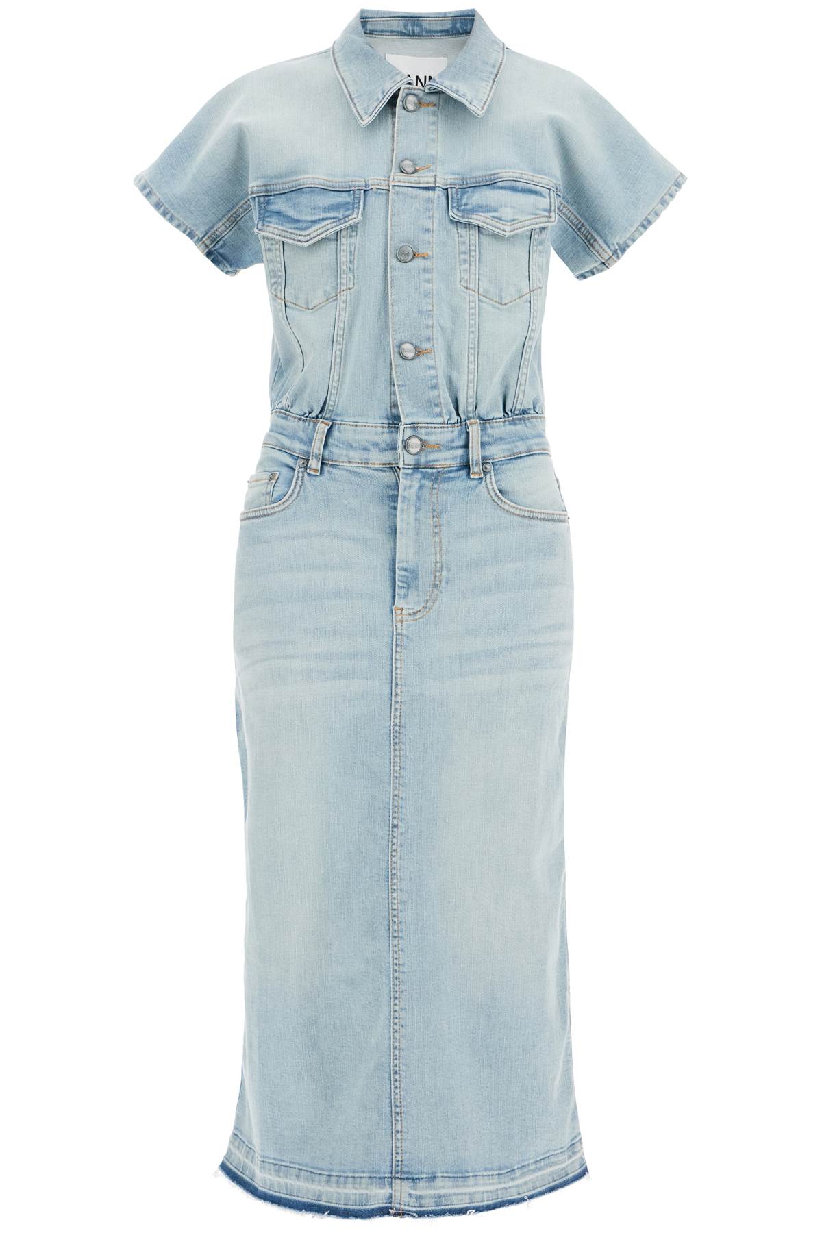 Ganni GANNI stretch denim midi dress in 8