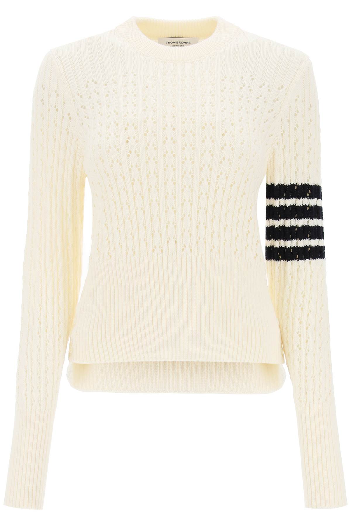 Thom Browne THOM BROWNE pointelle stitch merino wool 4-bar sweater