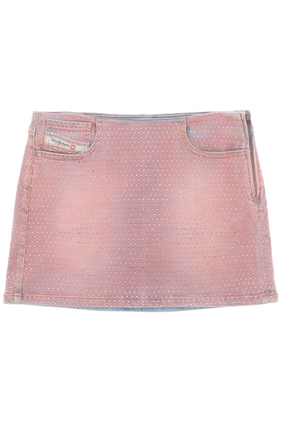 Diesel DIESEL de-pra-mini-fsd1 denim mini skirt with rhinestones