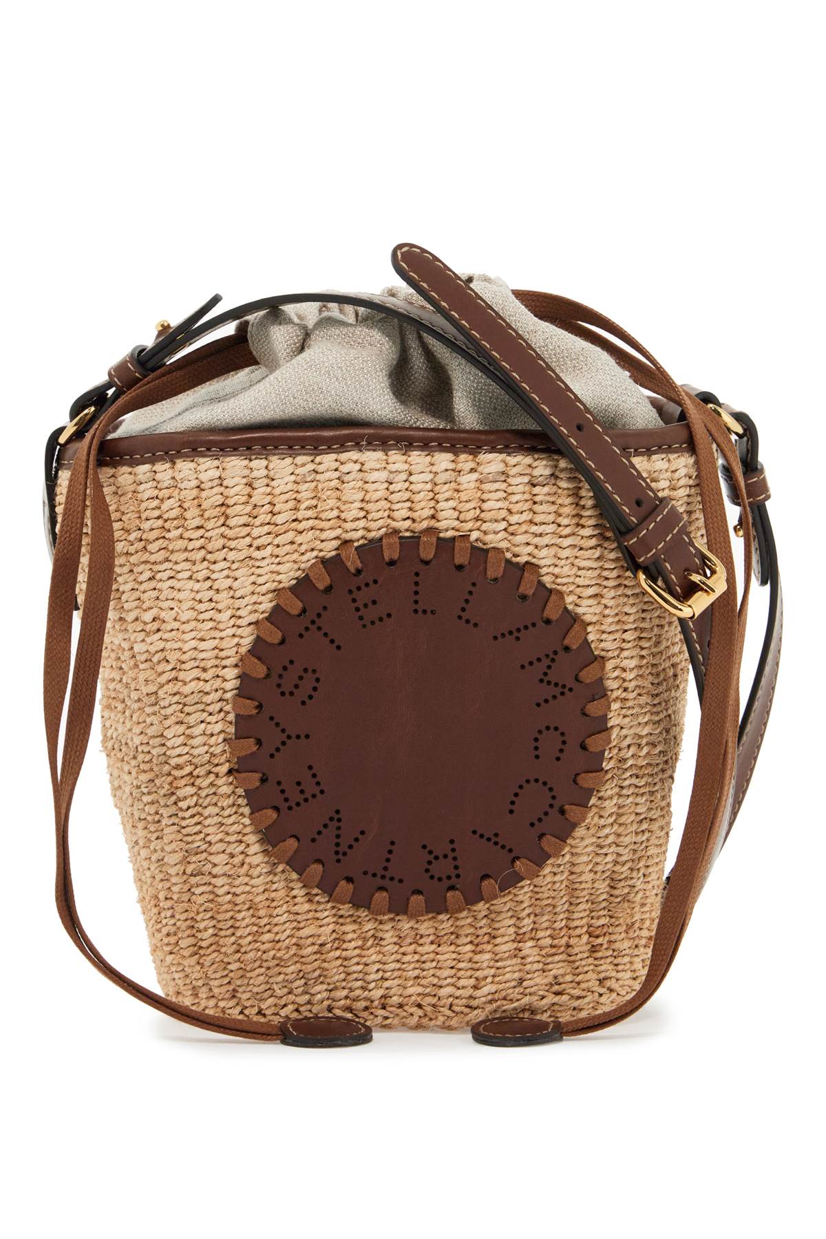 Stella McCartney STELLA McCARTNEY raffia shoulder bag with logo.