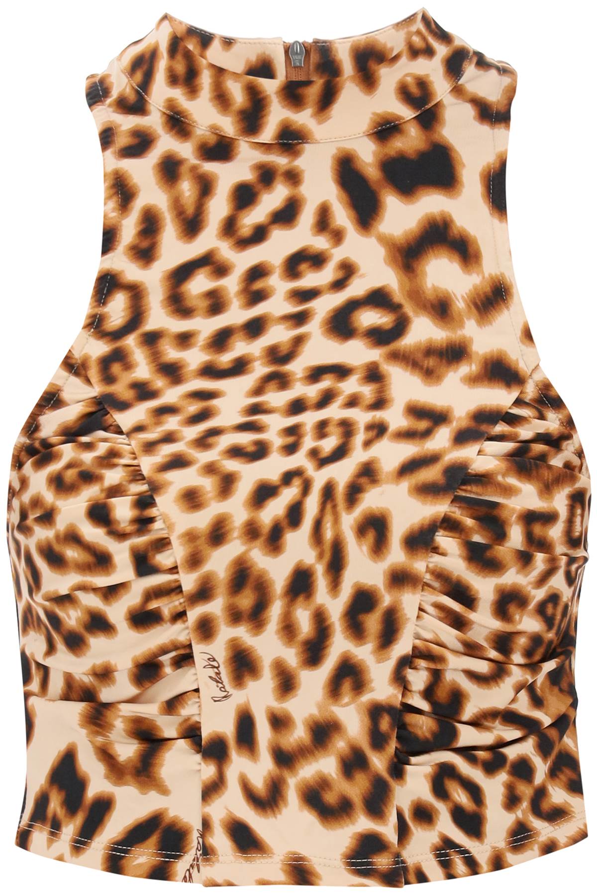 Rotate ROTATE leopard print jersey crop top